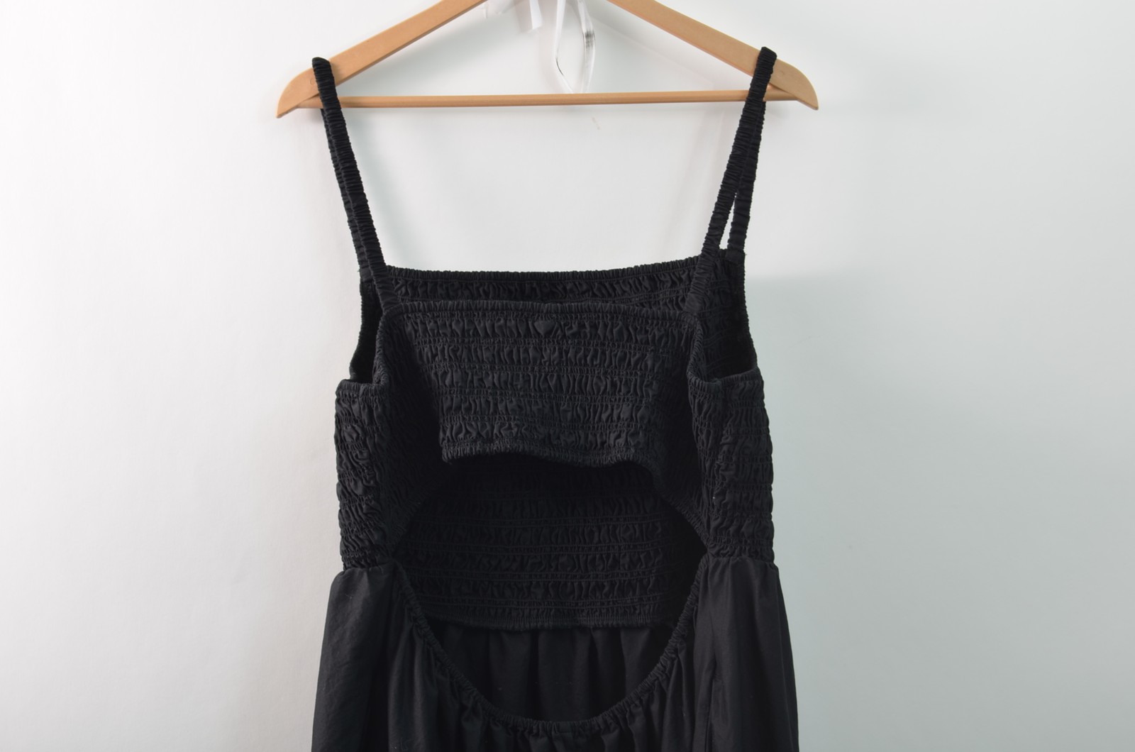 Old Navy Womens 2X A-Line Maxi Black Woven Stretch Cotton Blend Smocked Bodice