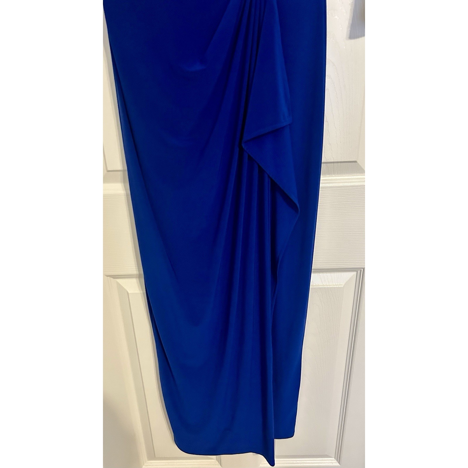 Emma & Michele Royal Blue Faux Wrap Maxi Dress Gold Hardware Accent Size S