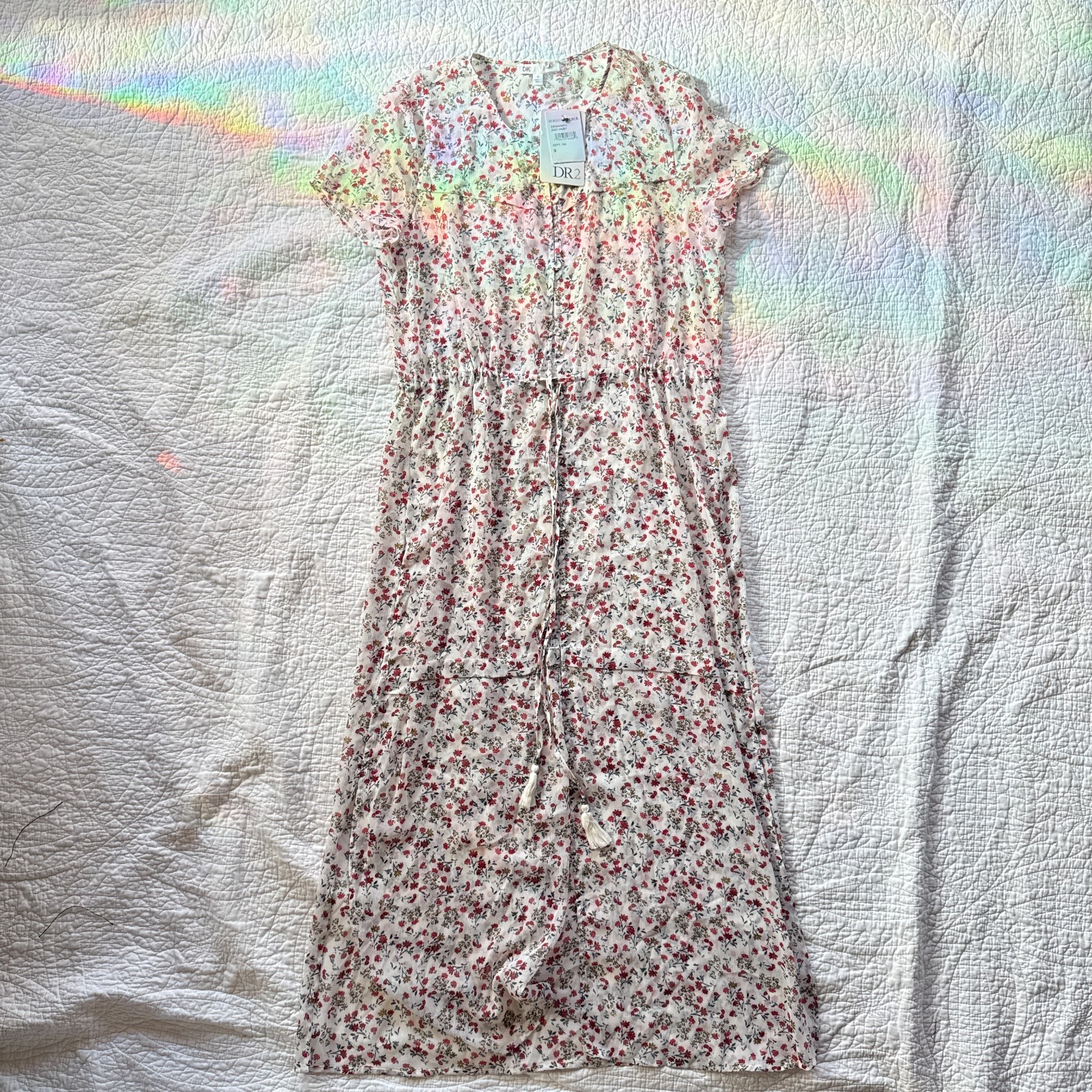 NWT DR2 Garden Party Ditsy Floral Sheer Dress Duster Cardigan Size S Cottagecore