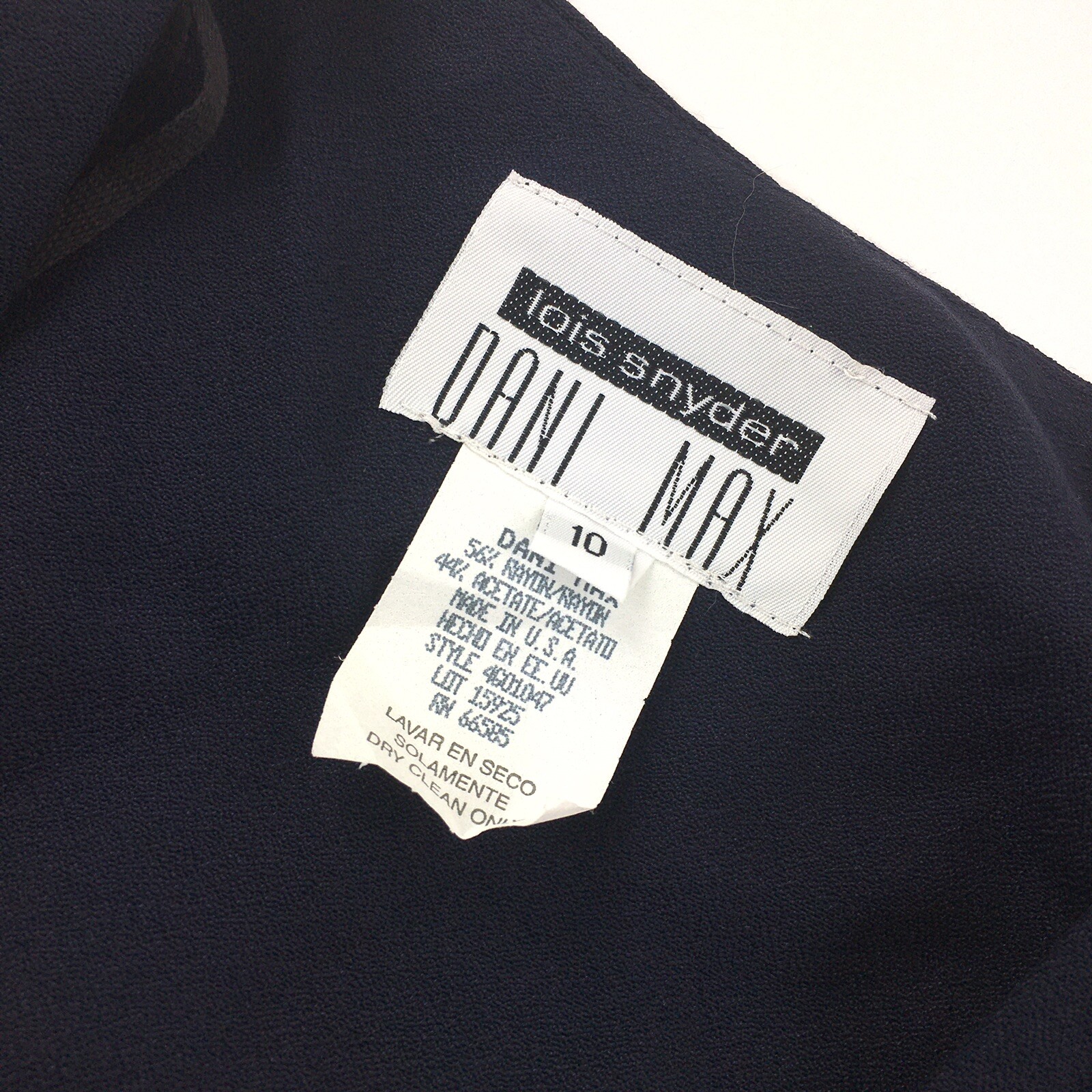 NWT Vintage Lois Snyder Dani Max Button Front Dress Womens Sz 10 Navy Ivory