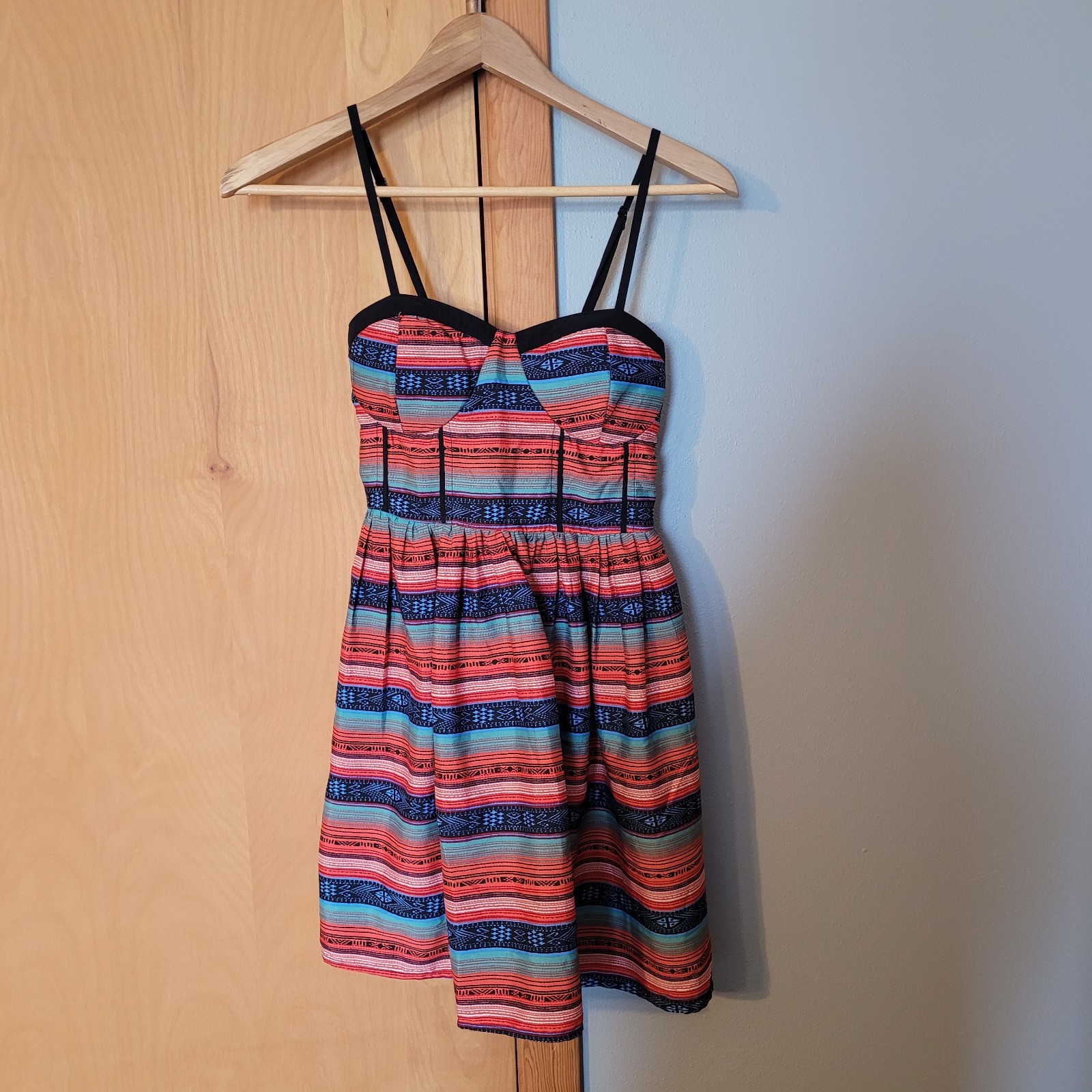 Band of Gypsies XS Corset Dress Striped Western Aztec Pattern Spaghetti Strap