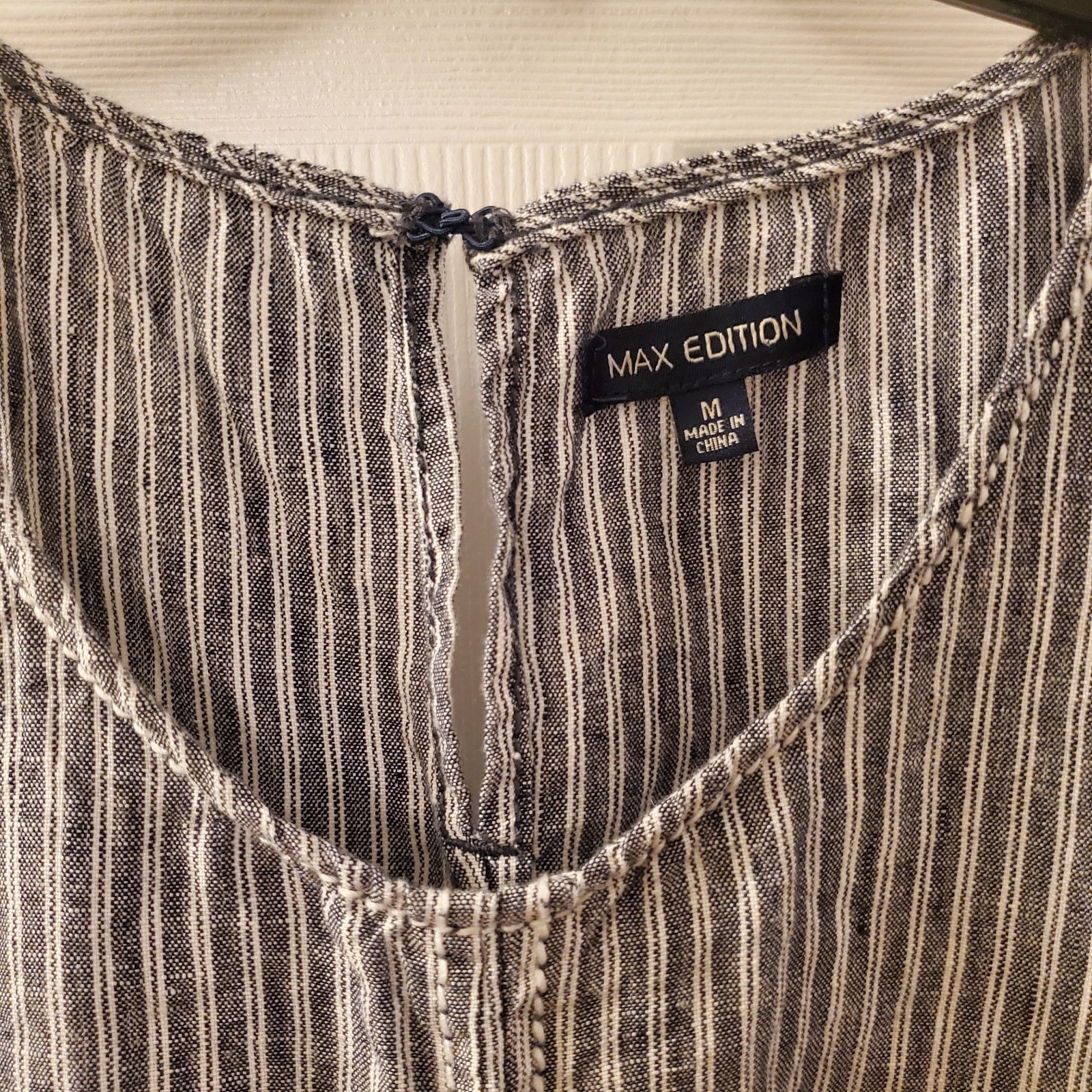 Max Edition sz M striped linen shift dress summer spring beach coastal resort