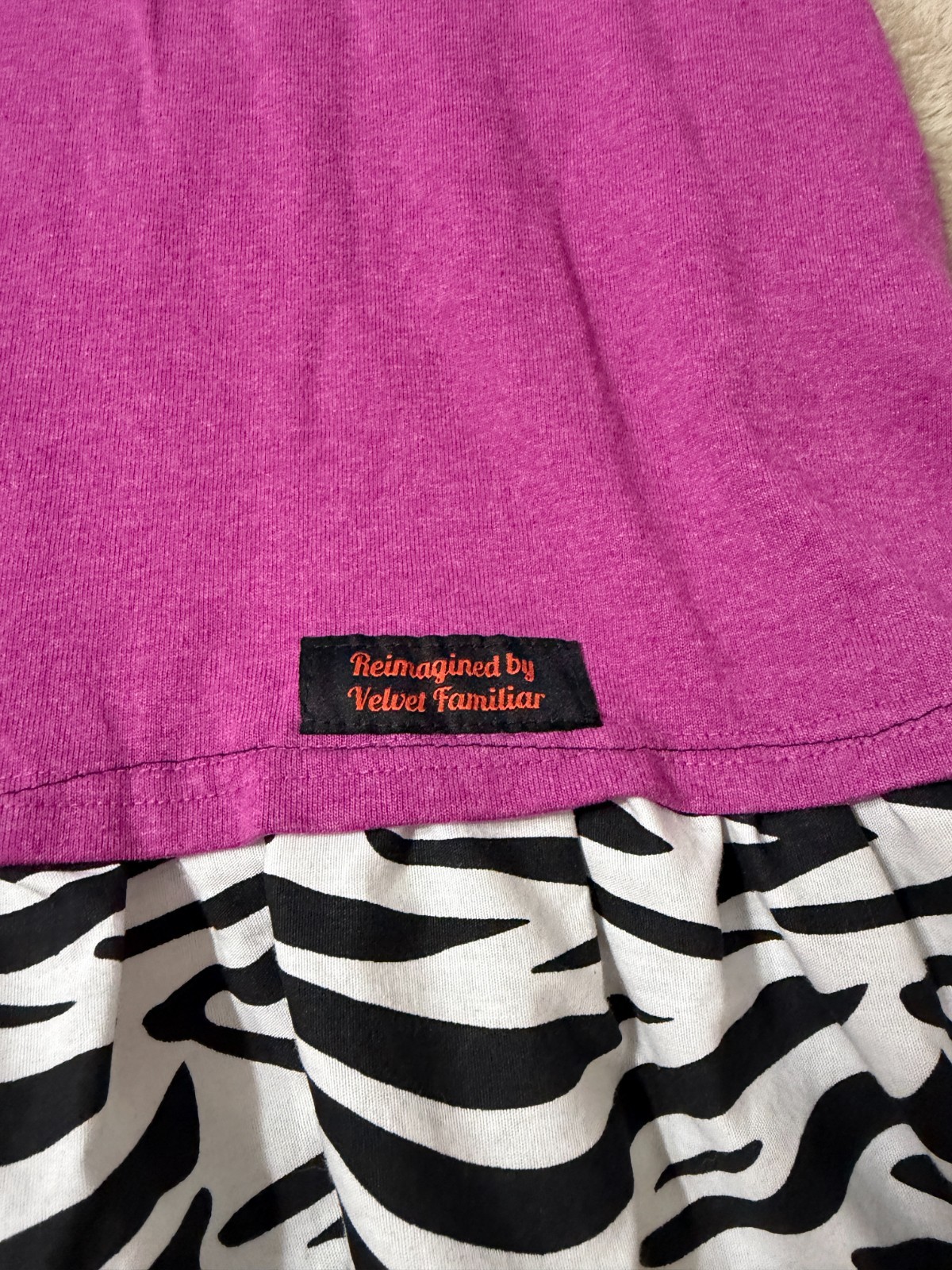 Grateful Dead Carhartt Upcycled Tee Dress XL Zebra Ruffle Velvet Familiar