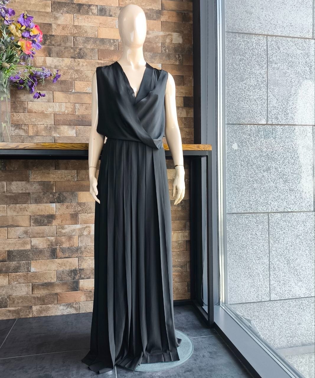 Cedric Charlier 2013 Black Asymmetric Pleated Evening Avant-garde Dress IT42