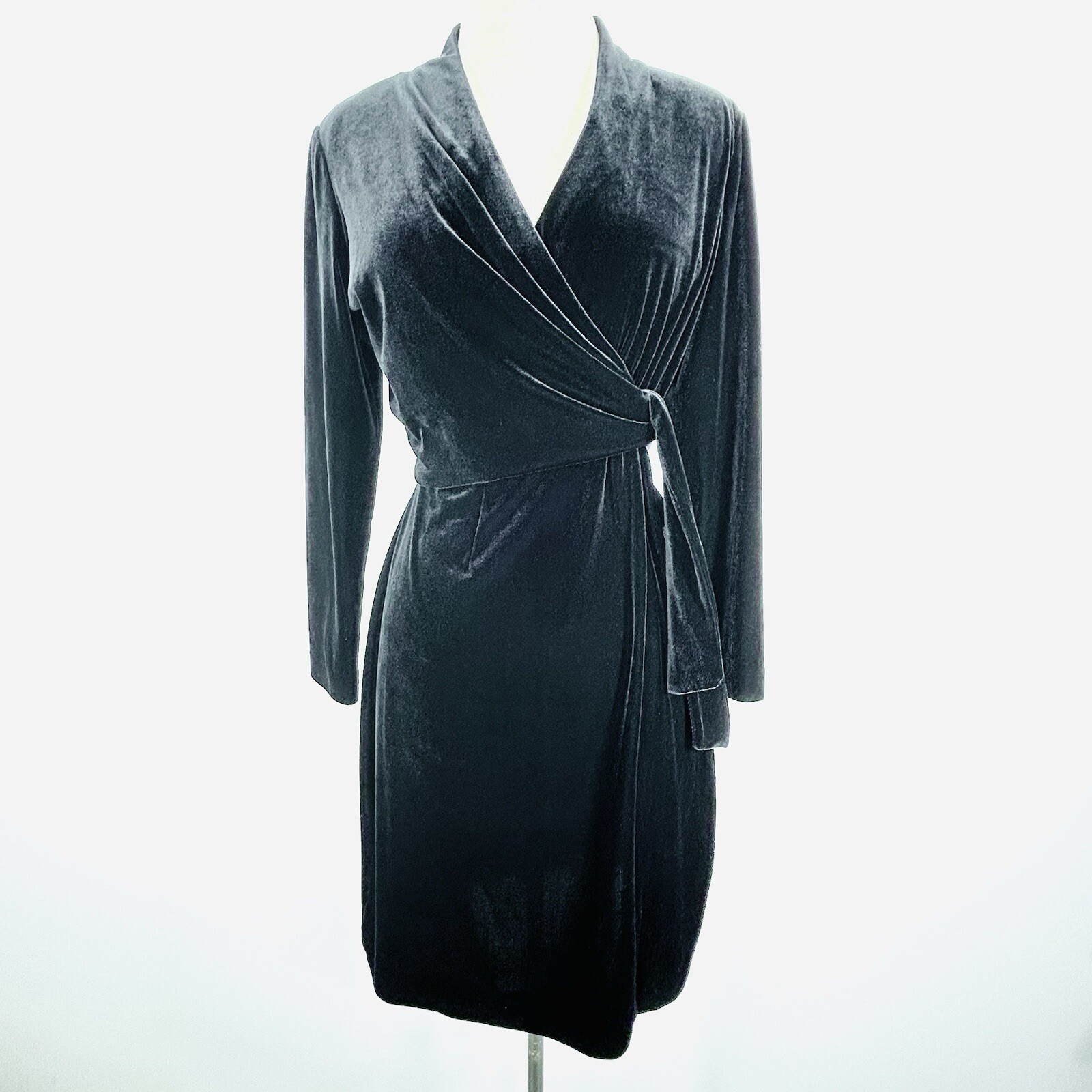 Vintage Virgo Dress 8 Black Velvet Hoco Whimsigoth Witchy Vamp Romantic Wrap 80s