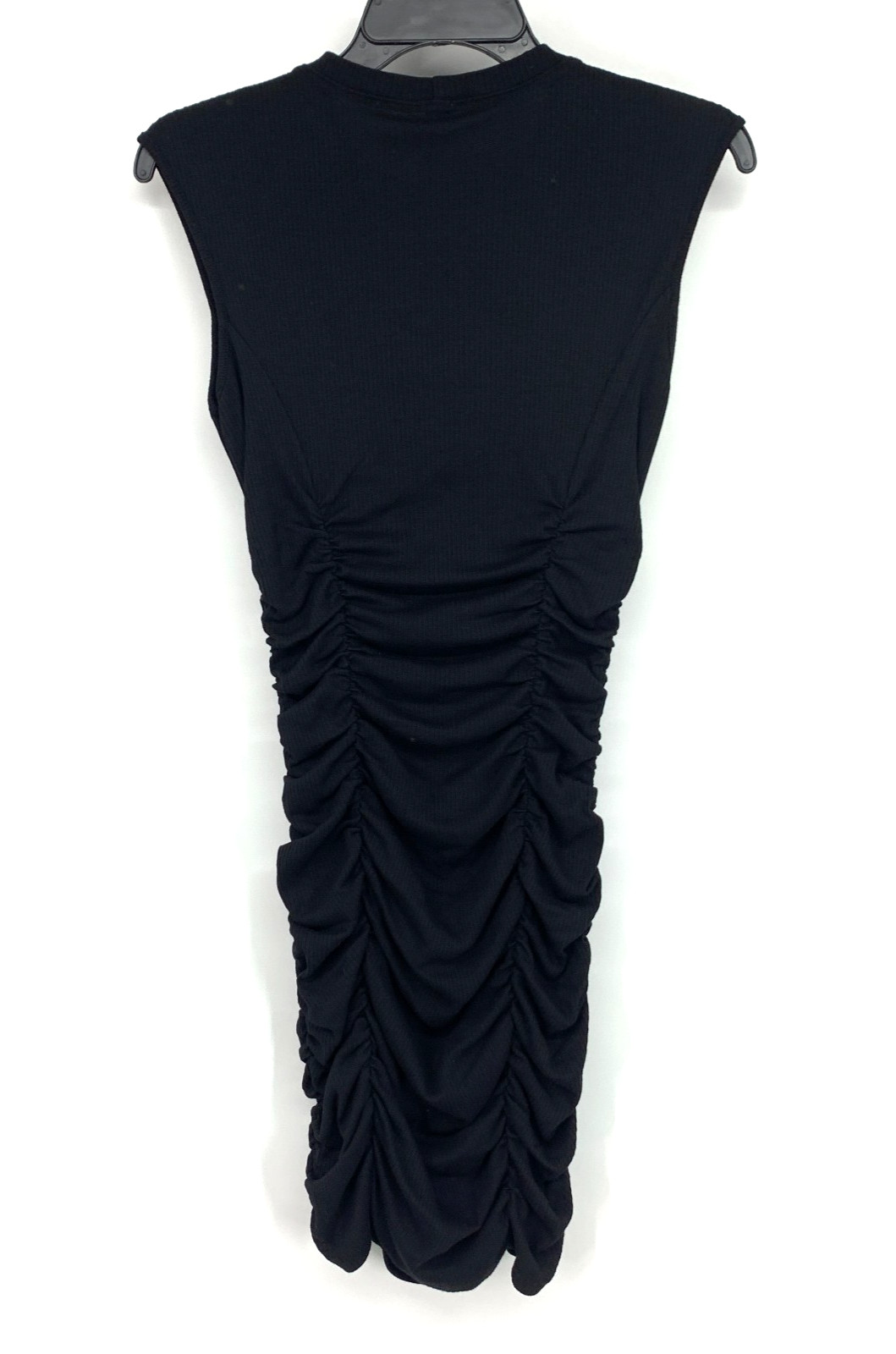 Monrow Dress Womens Small Black Sleeveless Ruched Shirred Mini Modal Rib Knit