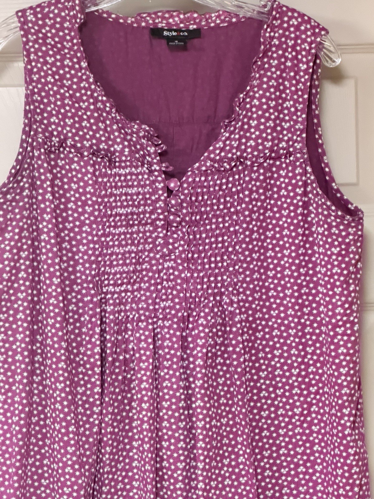 Style & Co. Women’s Size 10 Front Pockets Sleeveless Burgundy and White Dress
