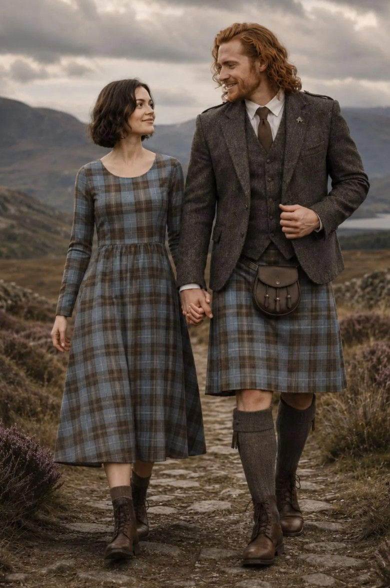 Outlander Inspired Clan Fraser Tartan Plaid Dress Fan of Clare Fraser Keepsake
