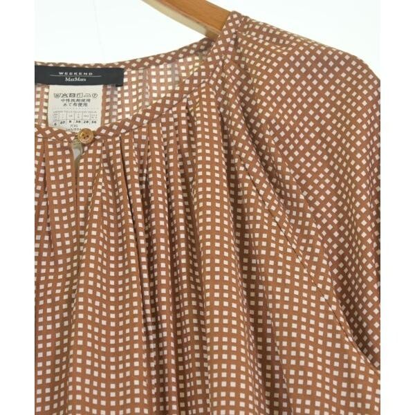 Max Mara Weekend Line Brown White Check Shirt Dress Midi Cotton Women Sz 40