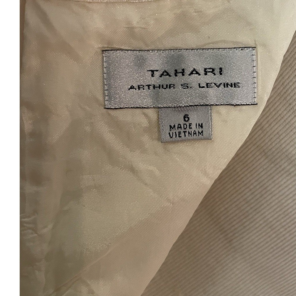 Tahari Jacquard Ivory Strap Dress Textured Size 6
