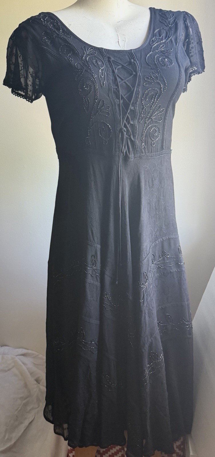 NWT Plus Size Lrge/XL Renaissance Lace Maxi Black Dress Fairycore Cottagecore