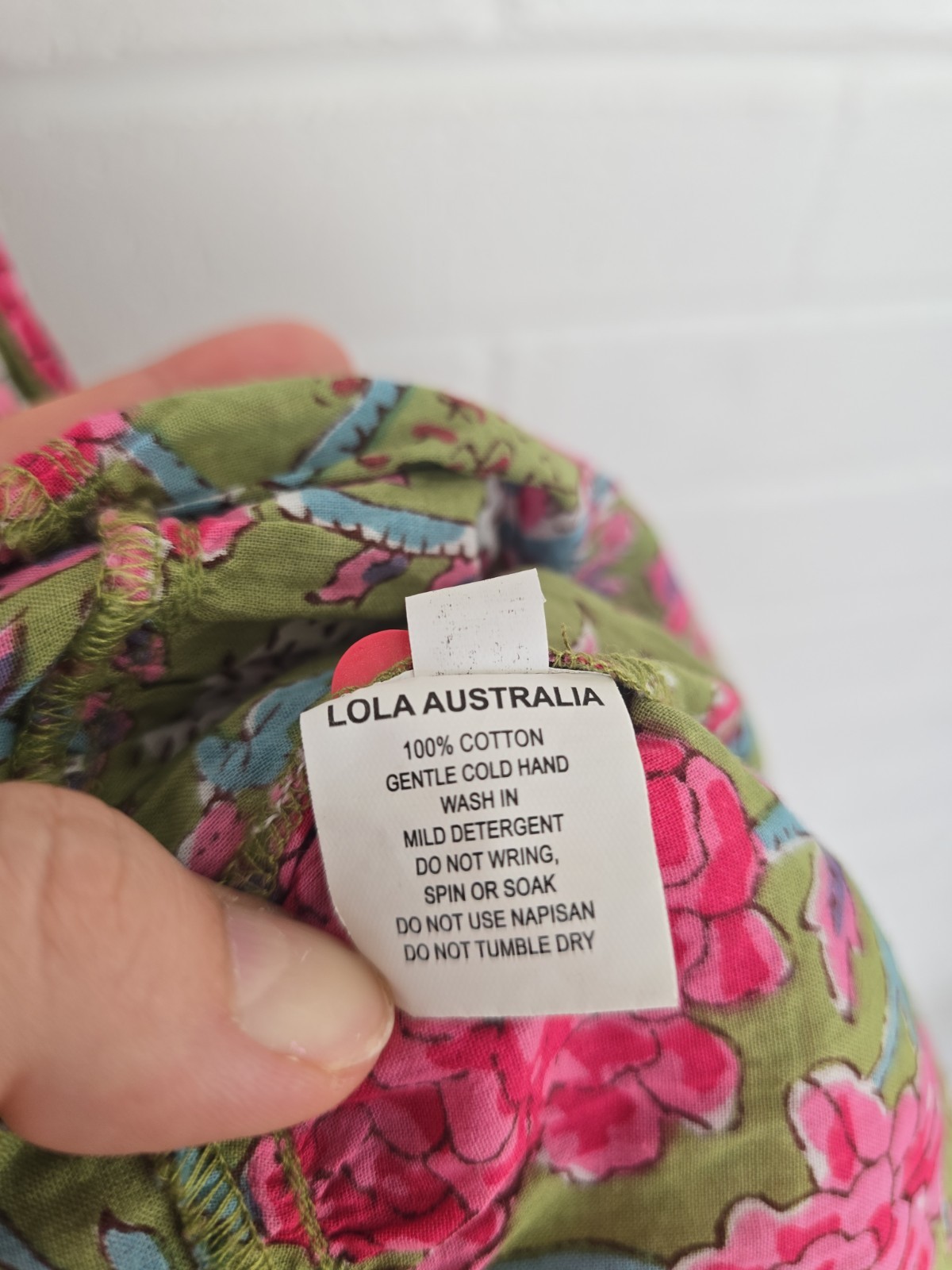 Lola Australia Pacific midi dress pink/green floral button-down XS Cotton