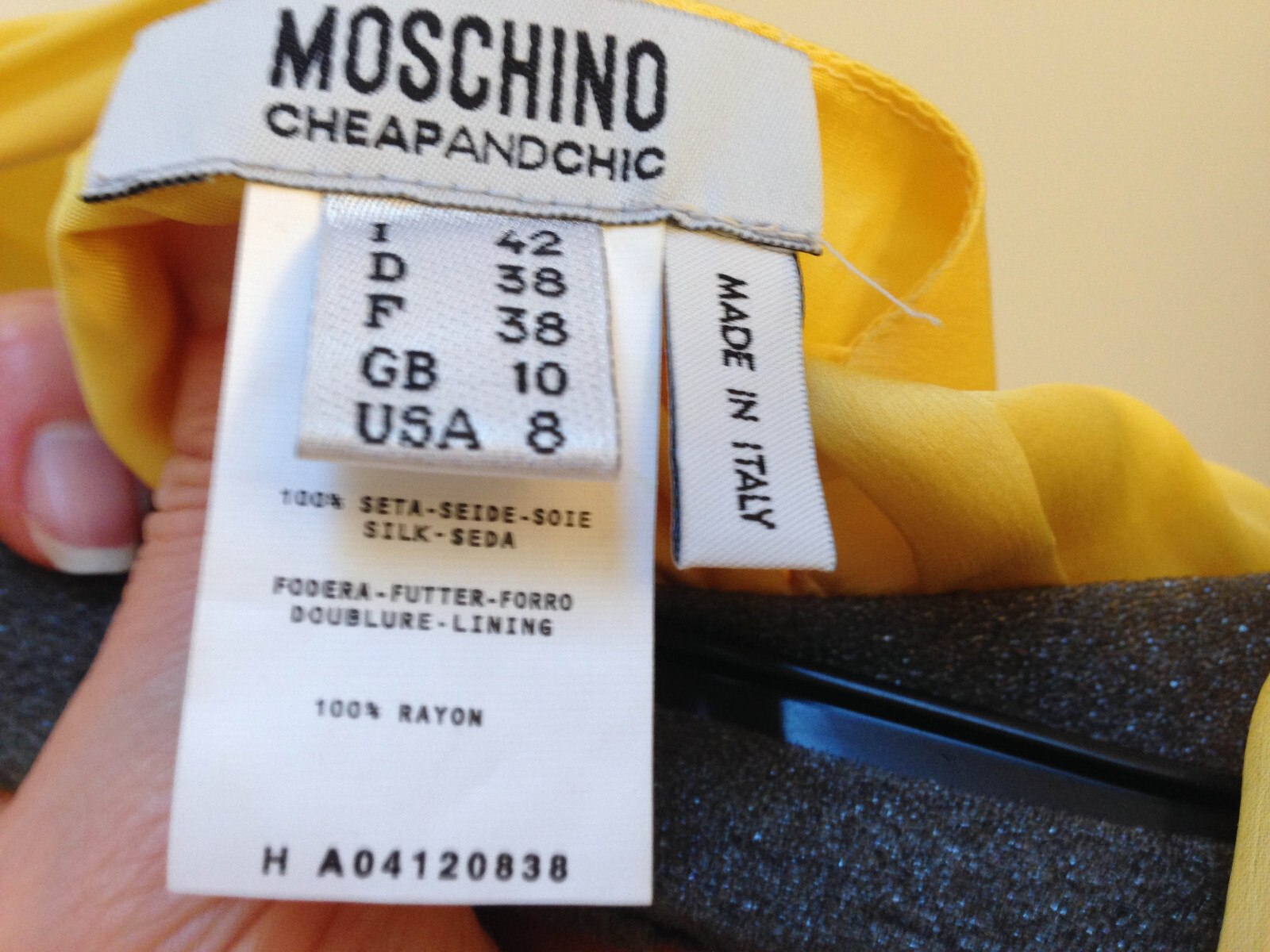 Worn 1x $1980 Moschino BRA FRIENDLY sleeveless silk dress lining size IT 42 US 6