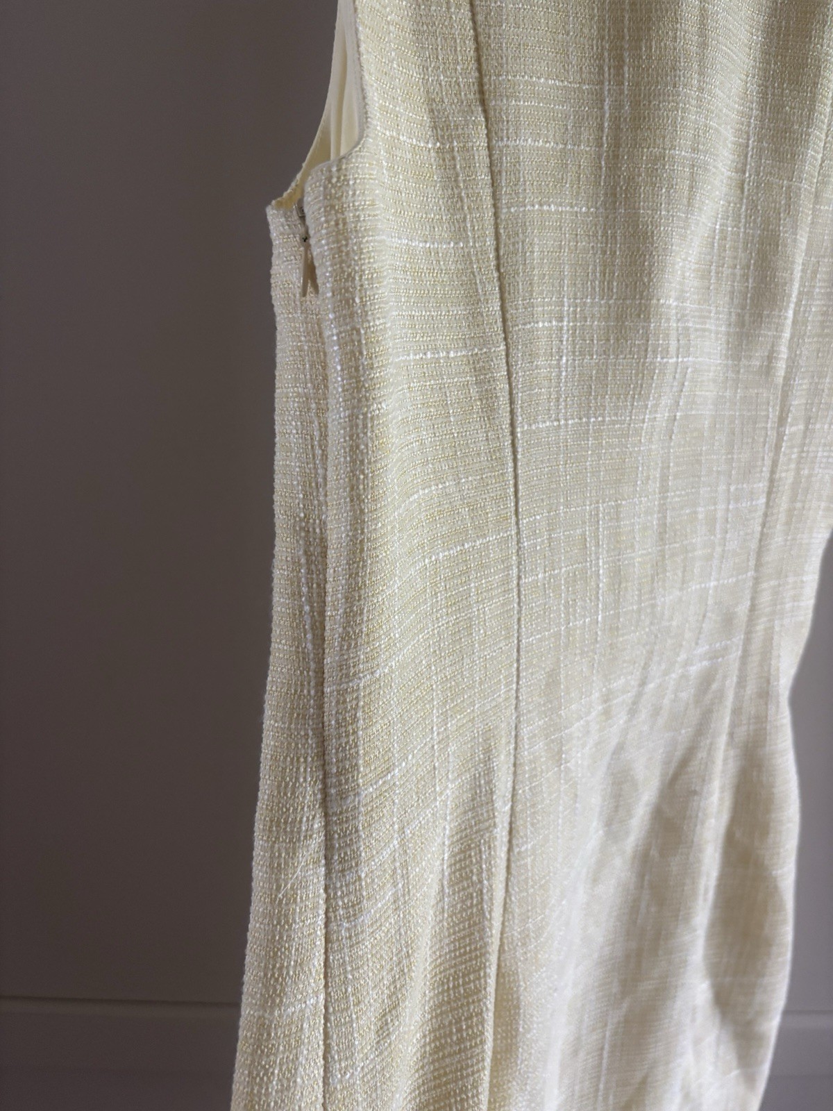 XS Lost + Wander “Golden Hour” sleeveless tweed mini dress in Lemon Drop Yellow