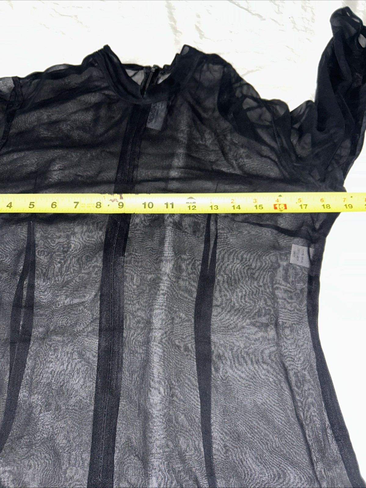 Morgane Le Fay Womens Sheer Shift Dress Black Wool High-Neck Size M