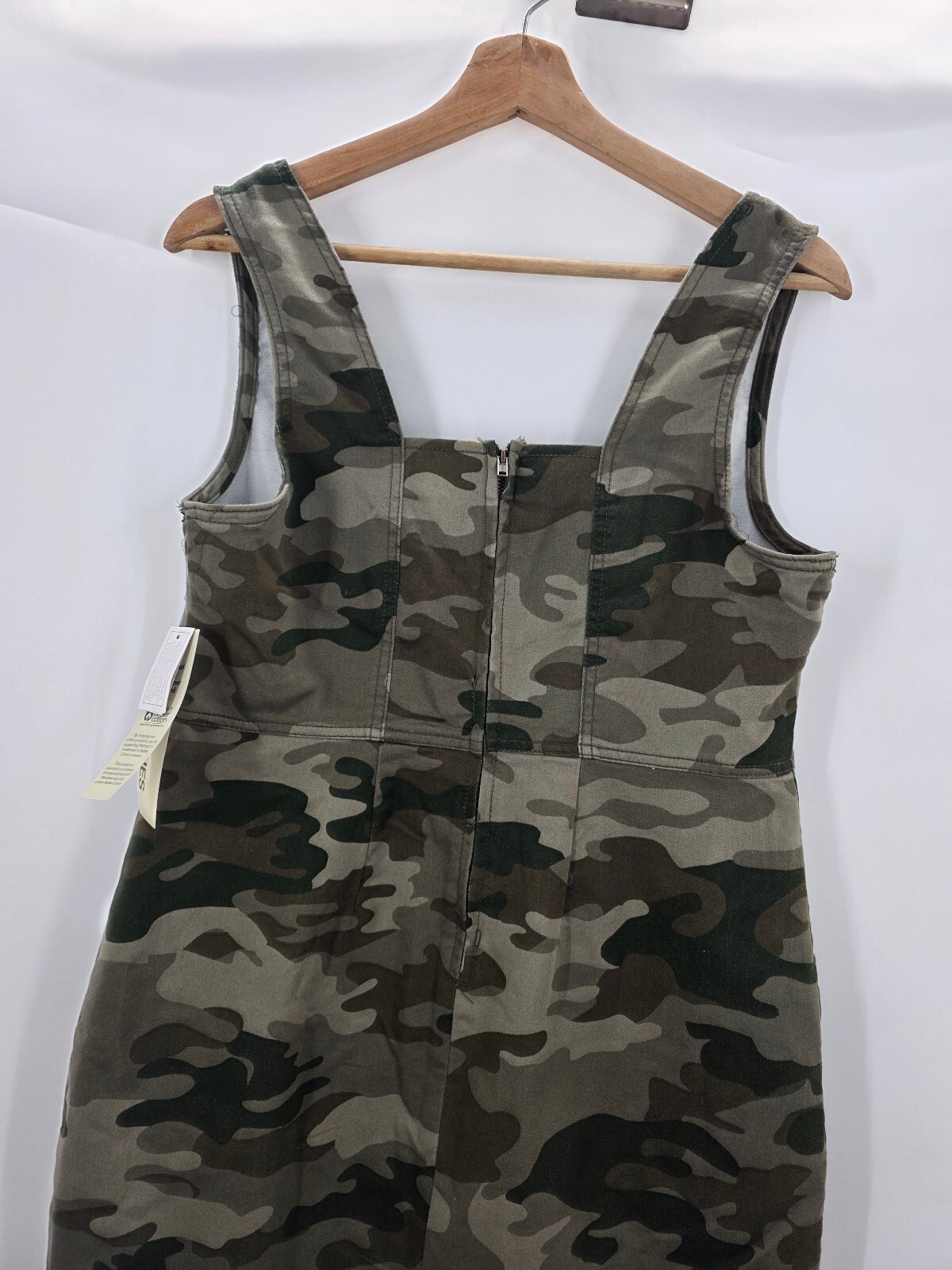 Camouflage Print Sleeveless Mini Dress with Square Neck