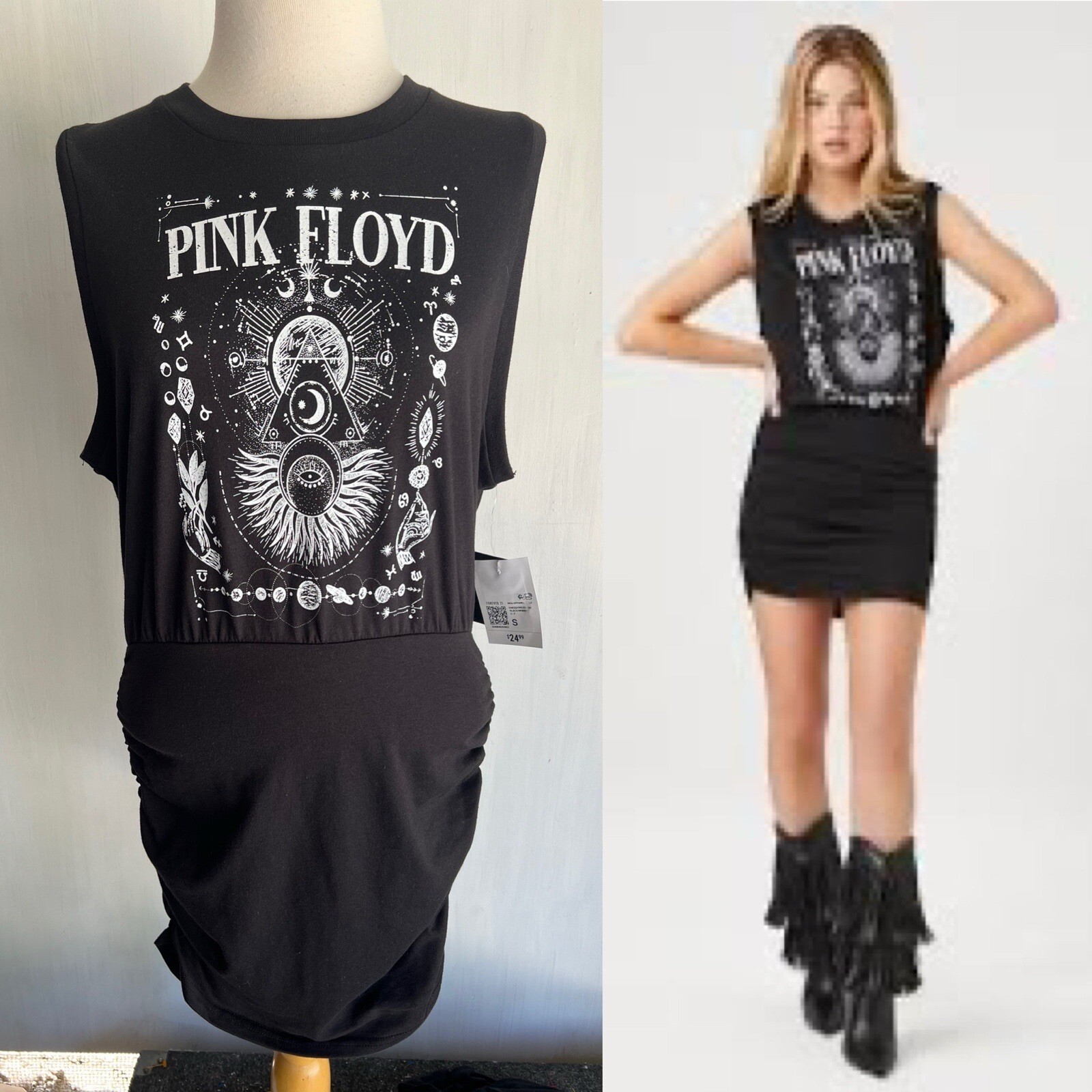 PINK FLOYD (2023) Official NWT Women’s Ruched T-Shirt Mini Dress Size Small