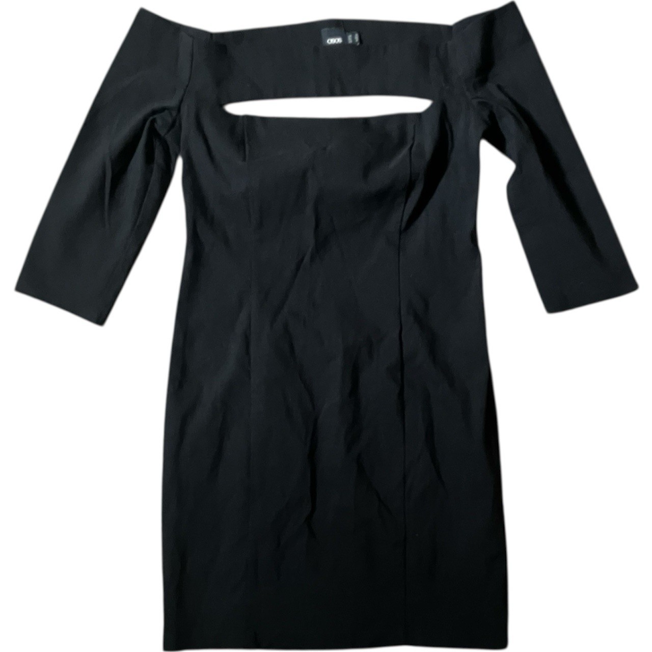 Fitted Bodycon Black Dress Classic Sheath Cut Out Mini Off Shoulder Party Medium