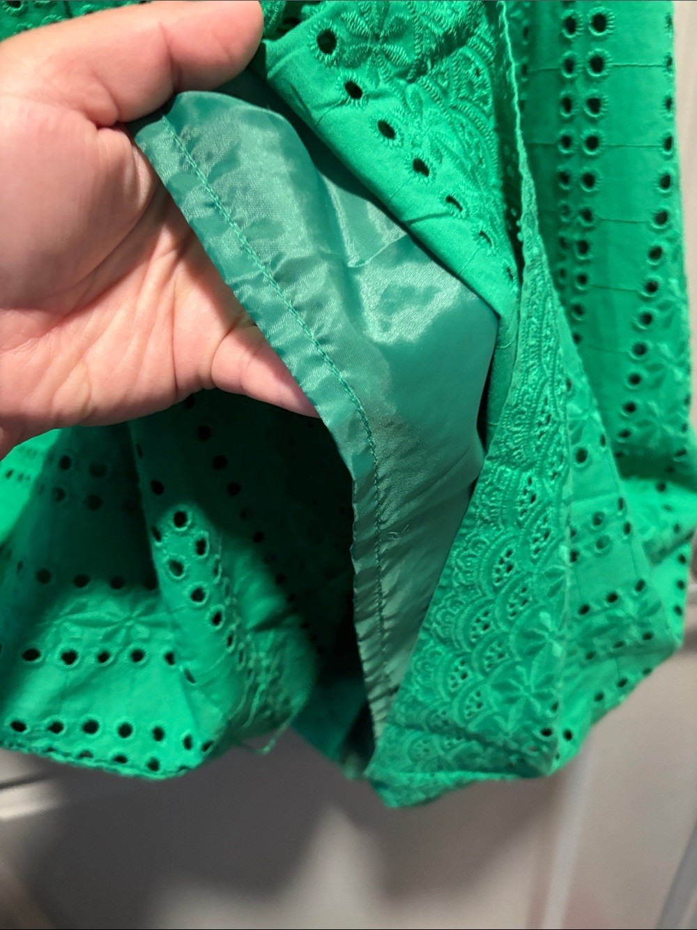 Isabel & Nina Green Eyelet Shift Dress Size 14 Cotton Embroidered Sleeveless
