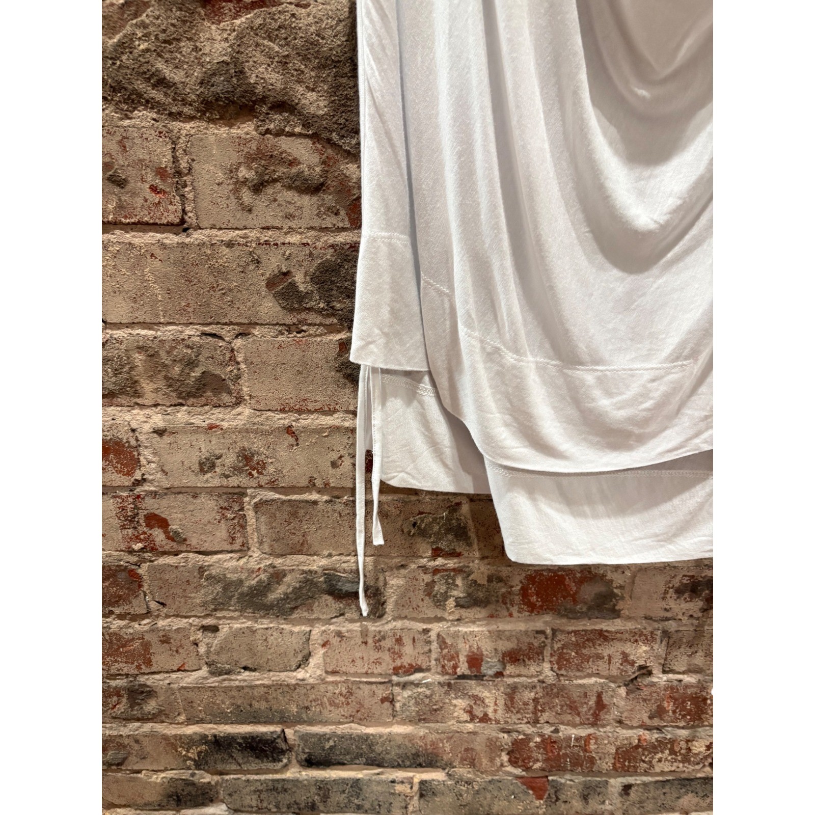 Tom Rebl Donna White Draped Asymmetrical V-Neck Midi Dress Size 10 NWT