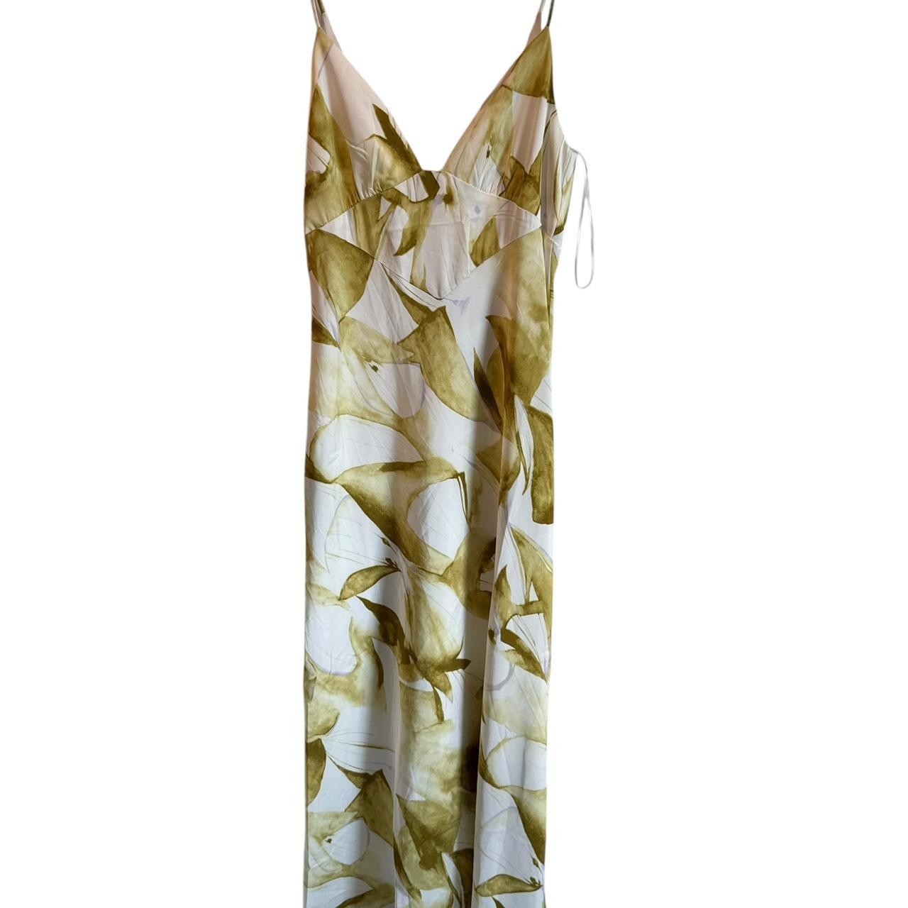 Bardot Women’s Green Floral Plunge V-Neck Sleeveless Slip Dress Size L