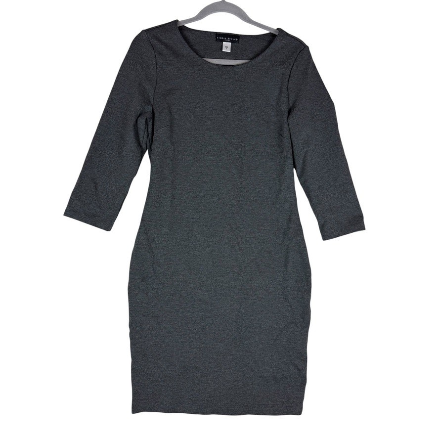 Simply Styled by Sears Sheath Dress Womens Medium Gray 3/4 Sleeve Round Neck