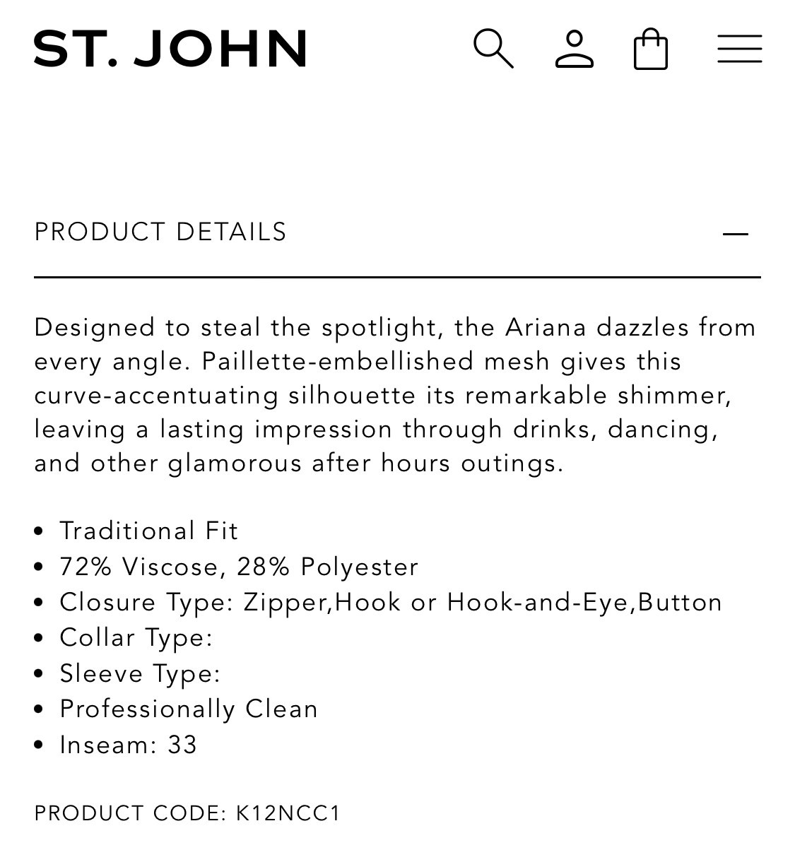 St. John Ariana Dress With Pailettes, Size 4
