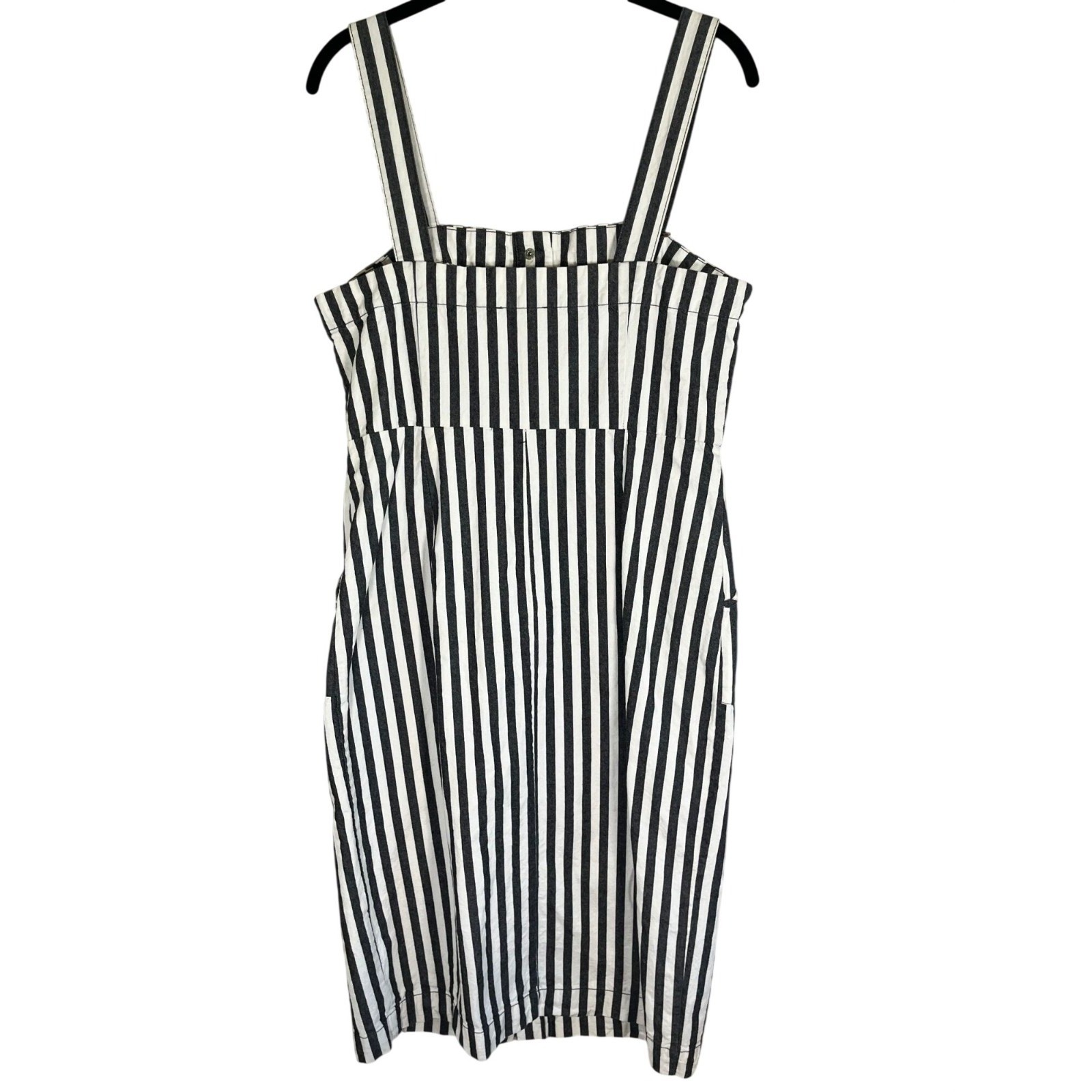 Neutral Striped Linen Dress L Retro Mod Classic Preppy Coastal Chic Resort 90s