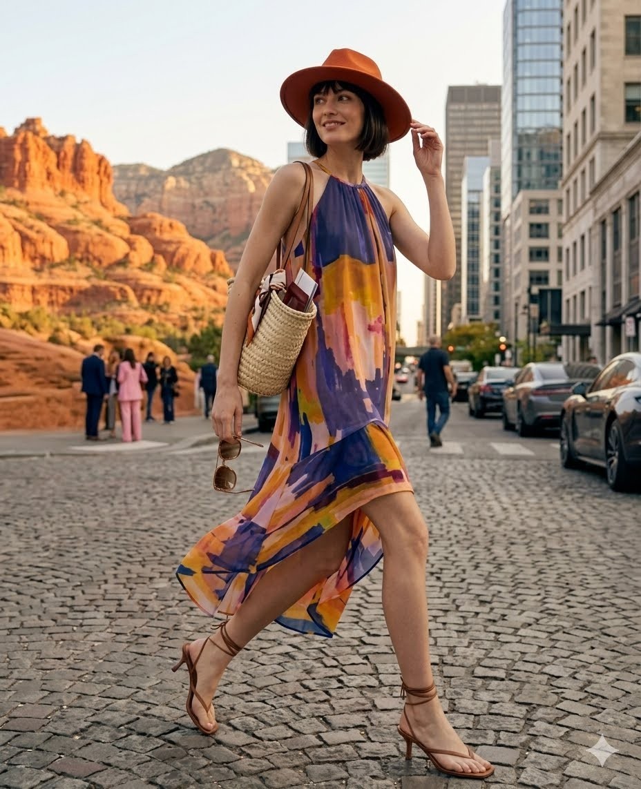 ZARA ARTY LONG MULTICOLOR ASYMMETRIC WRINKLED PRINTED HALTER DRESS sz S 3897/119