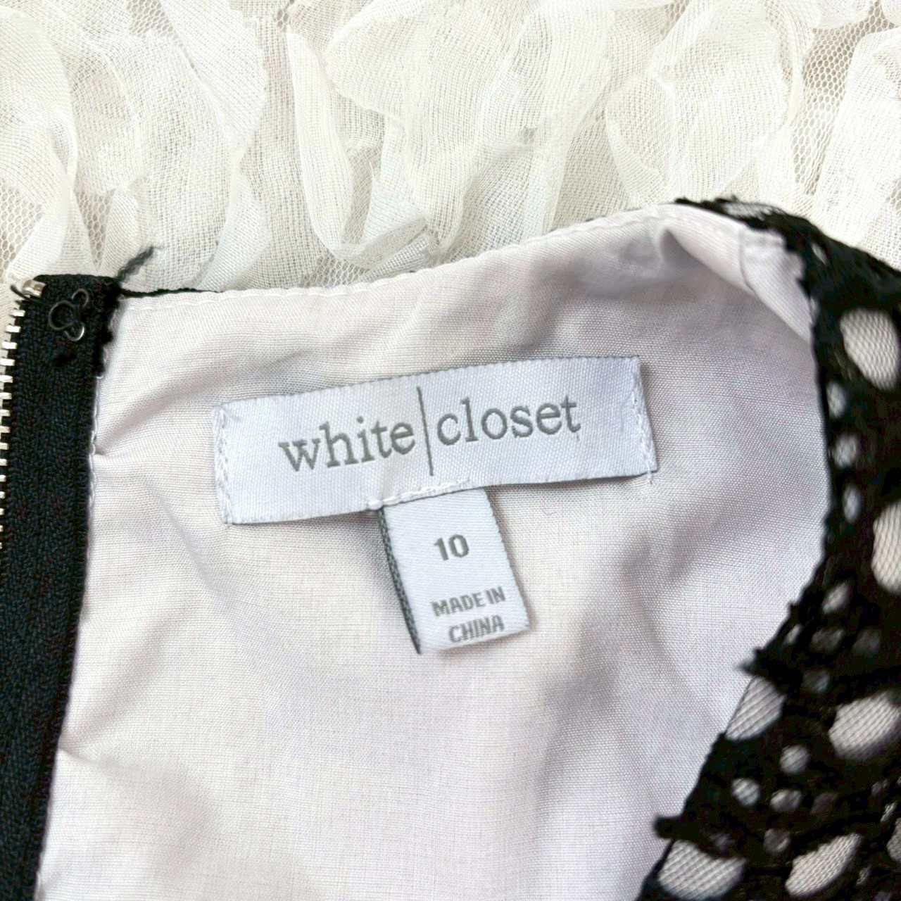 White Closet Black White Lace Fringe Maxi Dress Boho Resort Sleeveless Back Zip