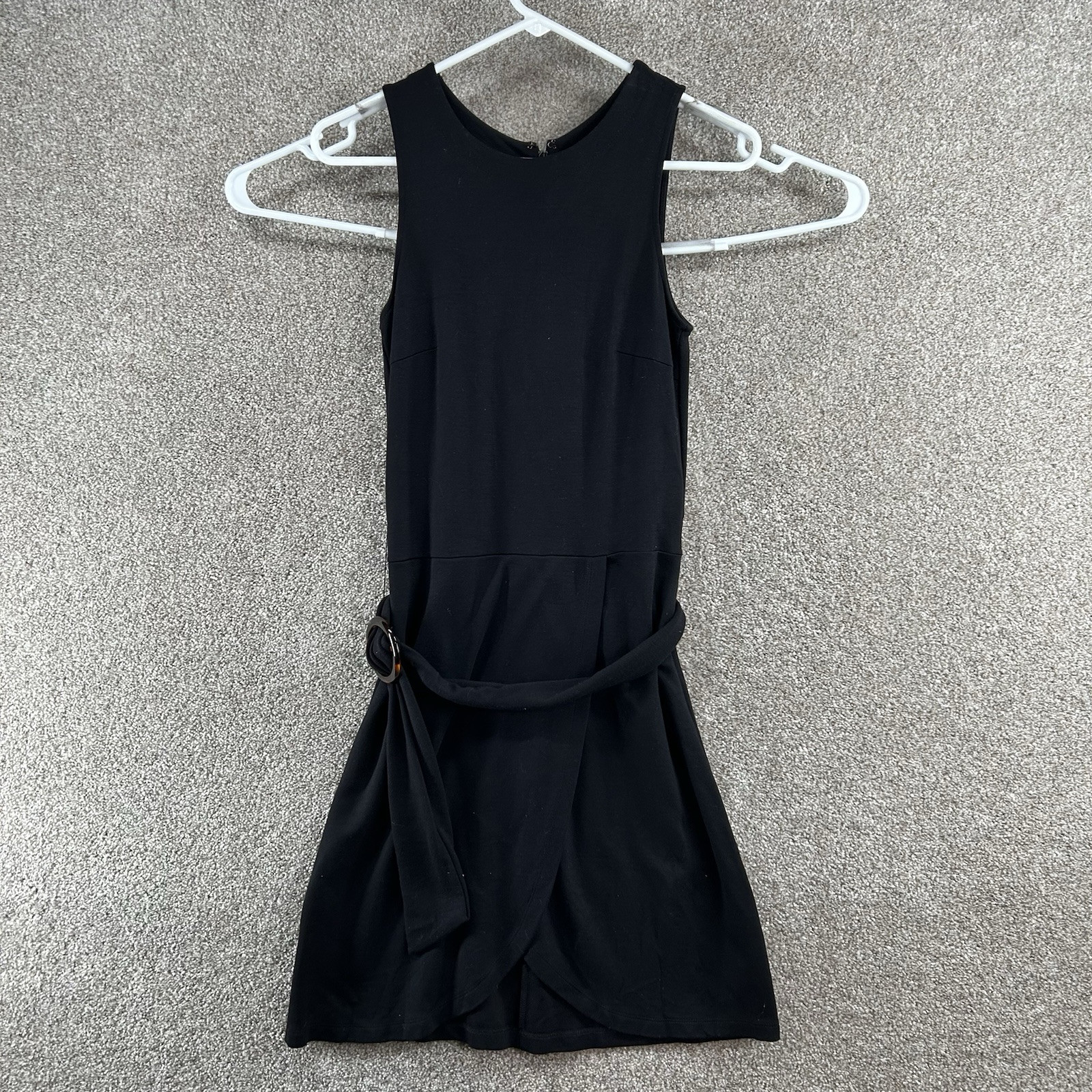 LOFT Women’s Dress Size 00P Black Sleeveless Back Zip Belted Stretch