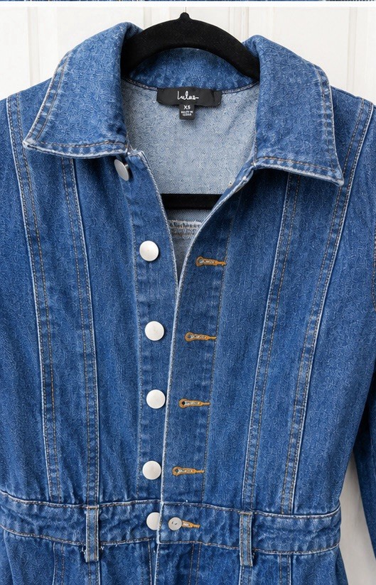 Lulus Denim Button-Front Mini Dress – XS – Excellent Condition