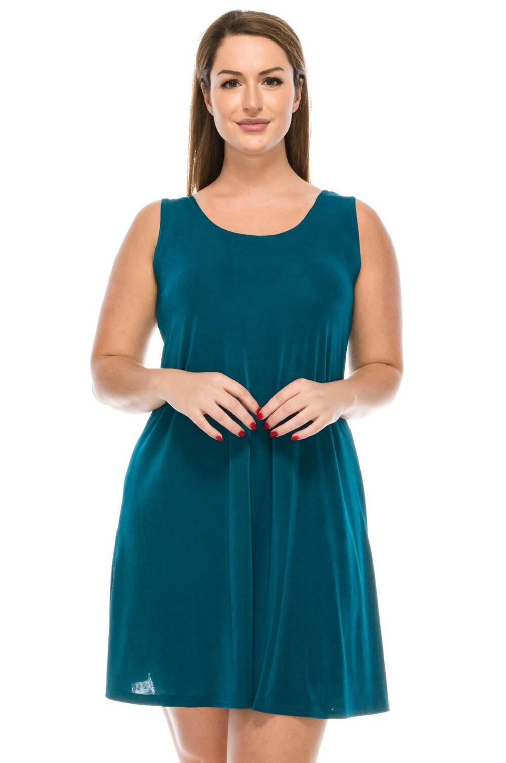JOSTAR Teal SHORT TANK DRESS Poly Spandex Slinky Stretch 7003BN S M L XL 2X 3X