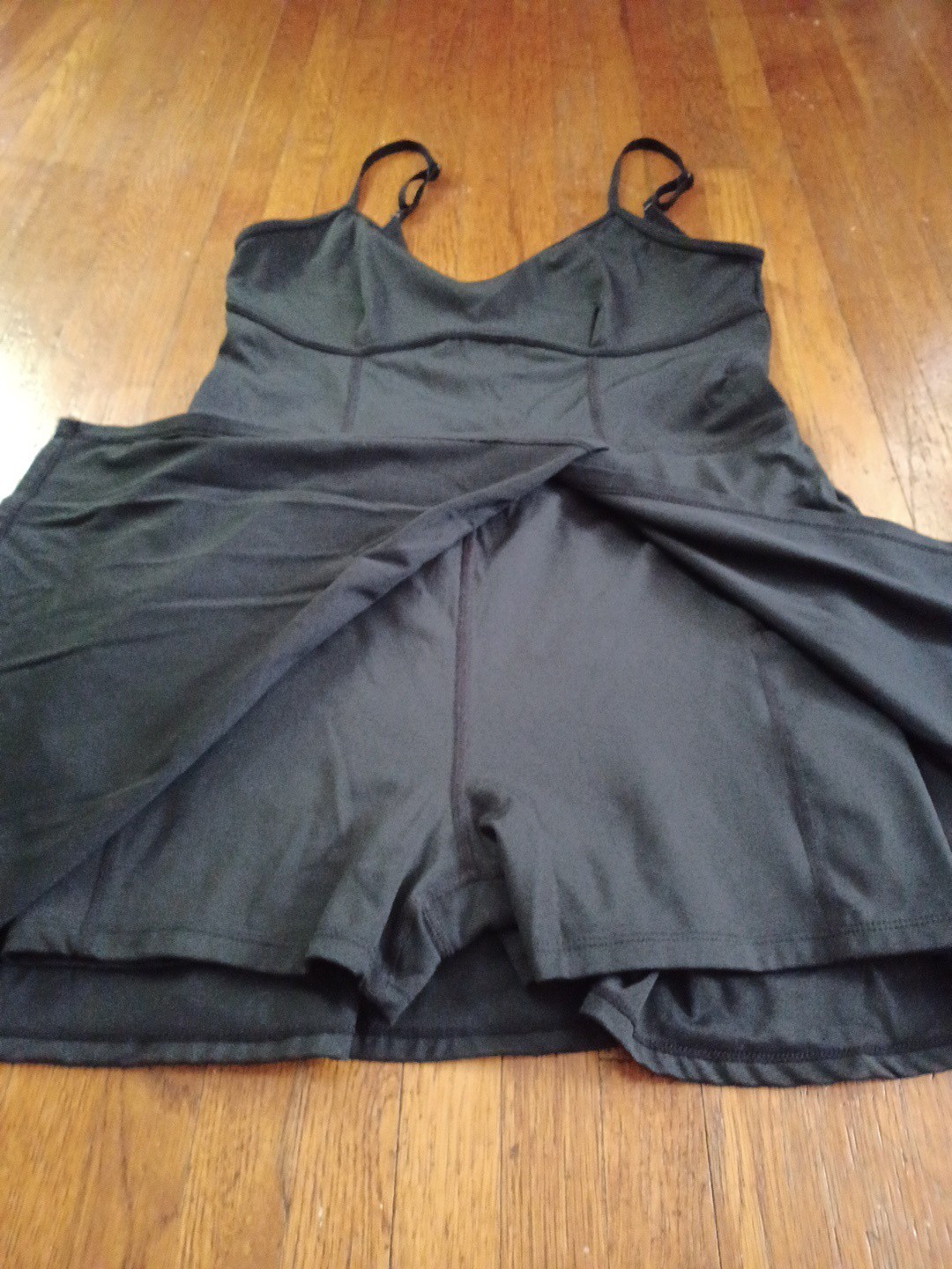JoyLab Black Athletic Mini Tank Dress Faux Wrap Shorts Sz MED Summer Swim Active