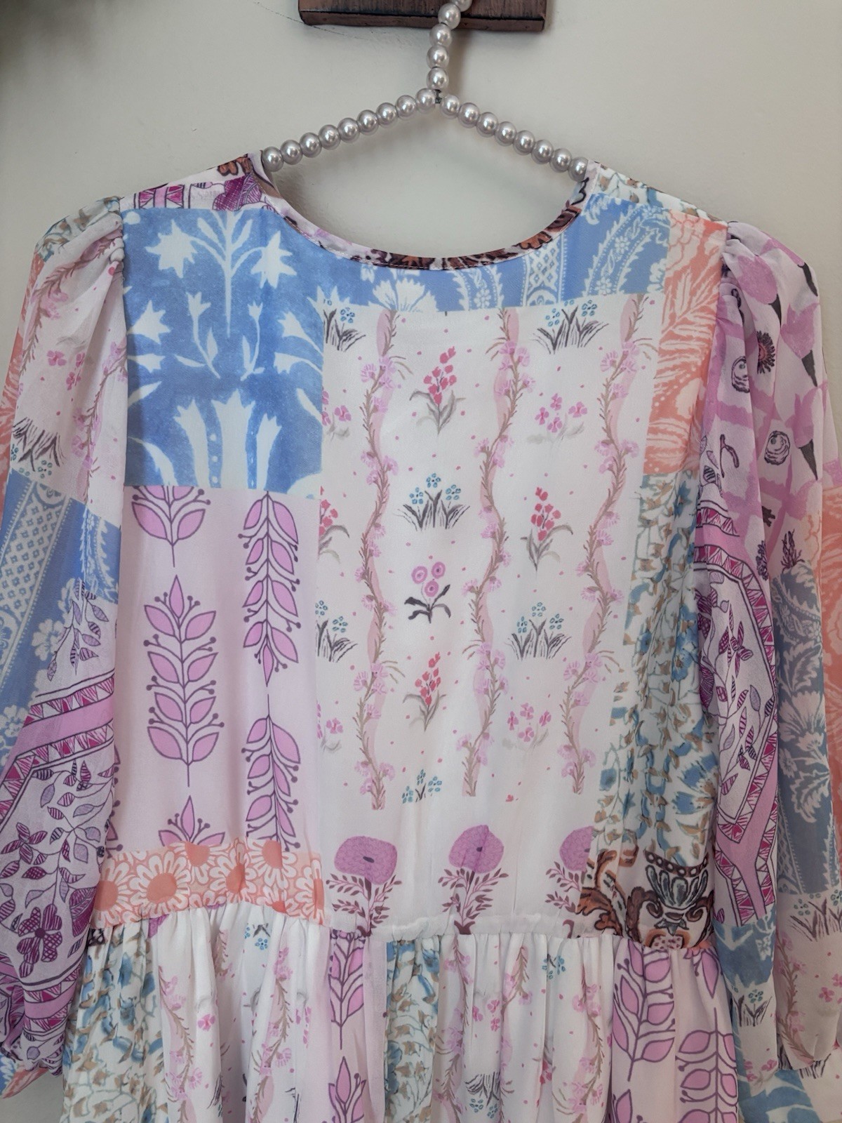 NWT Chartou Size S Patchwork Boho Maxi Dress Floral Cottagecore Multicolor