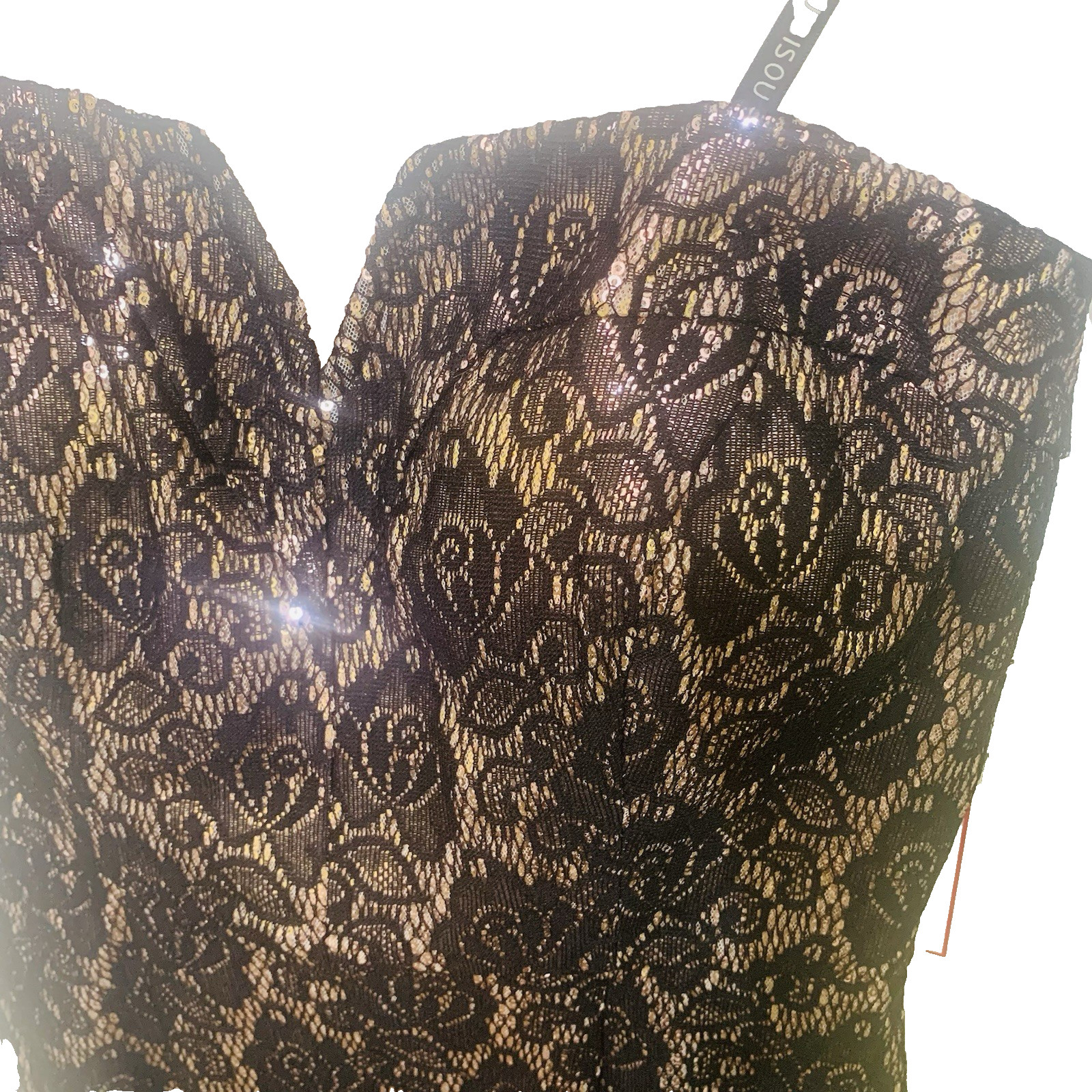 Bisou Bisou Michele Bohbot New w Tags Y2K Dress Blush/Black Size 8 Gold Sparkle