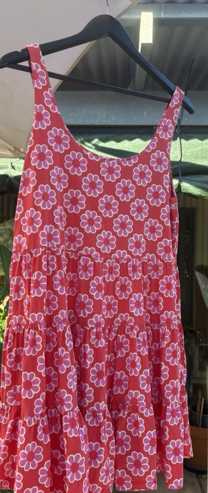 Mister Zimi Size 12 Cotton Floral Sleeveless Tiered Midi Sundress Scoop Neck