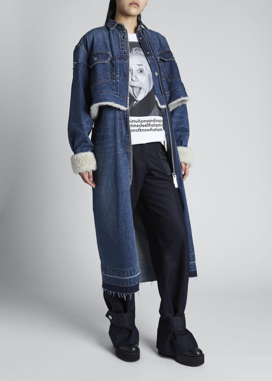 SACAI Women’s Denim Zip Front Trench Maxi Dress Coat Sz 2, US 8 M Org $1,595