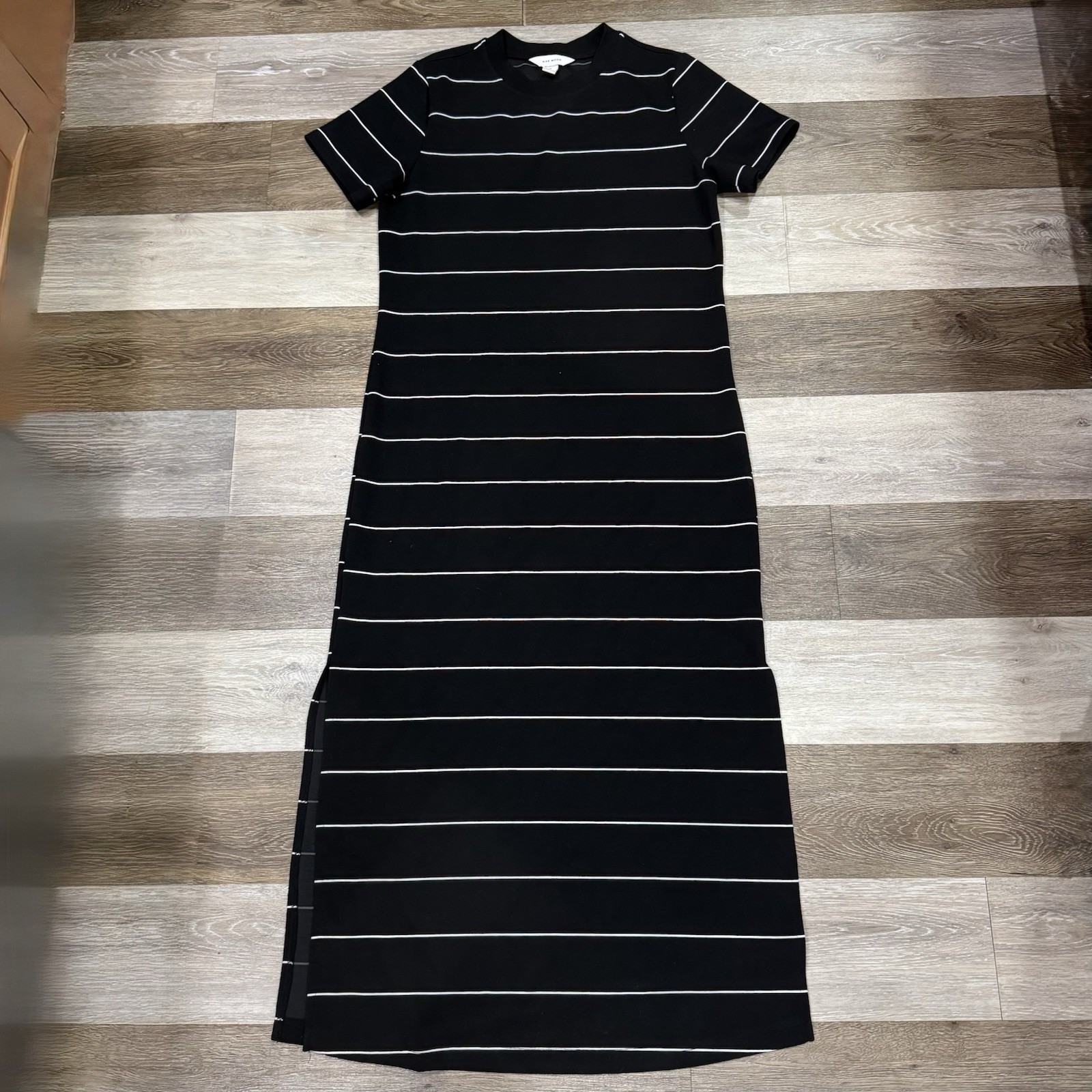 Rae Mode Maxi Dress Women’s Sz Small Black White Stripes Stretch Rayon Blend