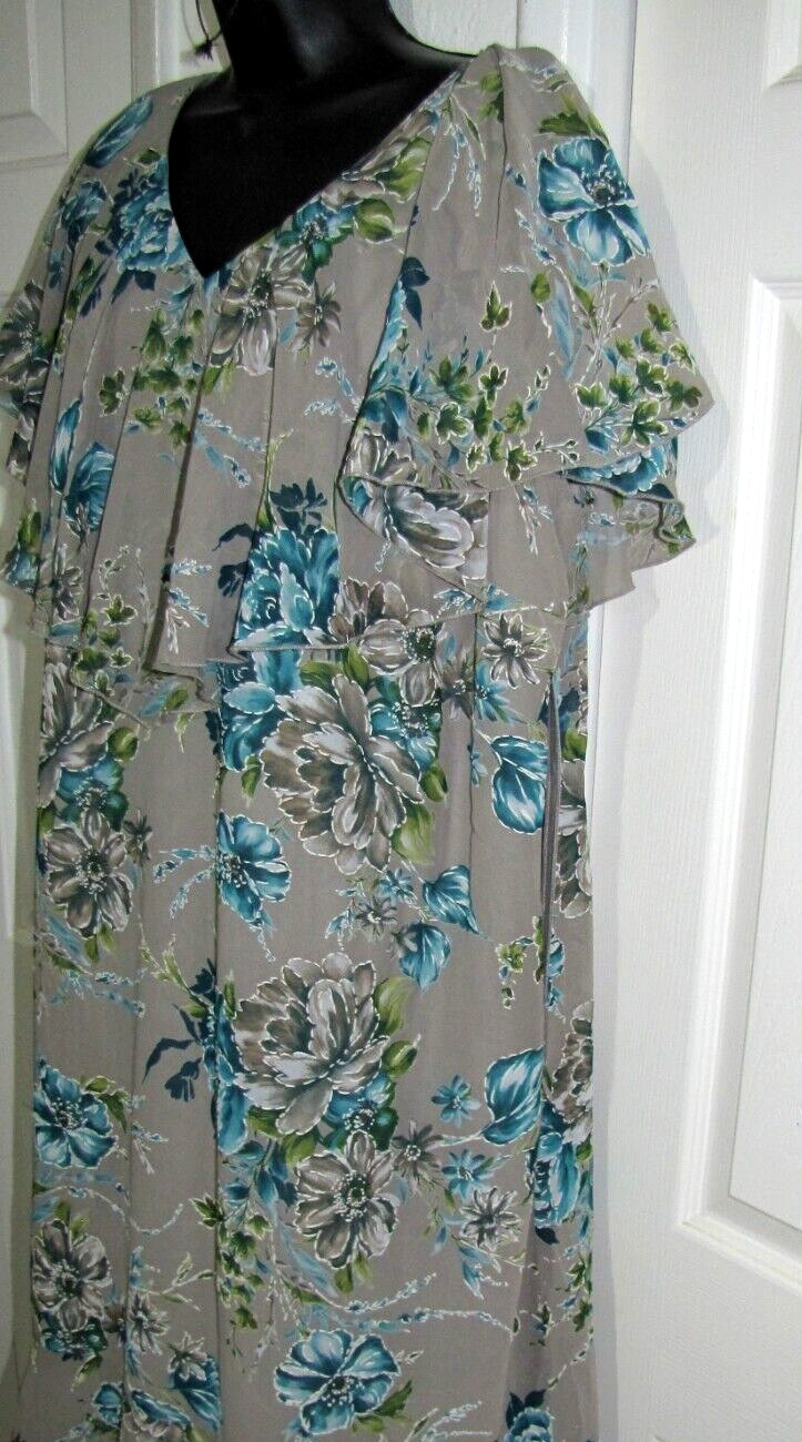 NWT Isabel Hayley Timeless Trends flowy Coctail dress Teal Flowers Women’s 18W