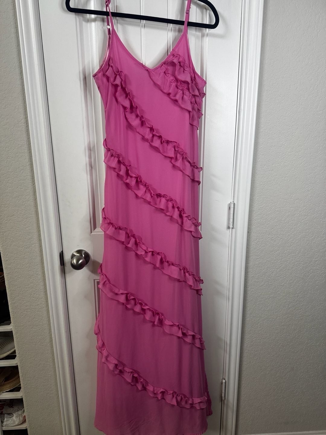 Ruffle Tiered Maxi Dress in Pink fairy Barbiecore party dress
