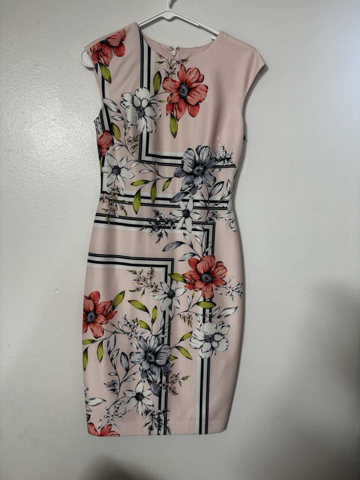 Vince Camuto Floral & Border-Print Cap-Sleeve Sheath Dress