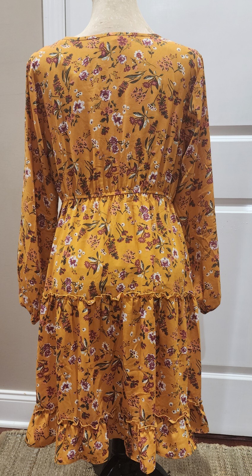 🌼🌷🪻Indigo Soul Peasant Dress Womens Yellow Flowers Size Medium NWT🪻🌷🌼