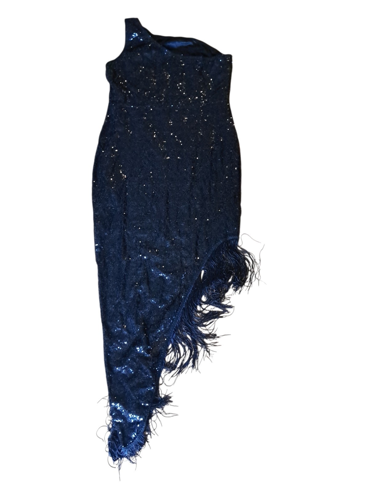 Ladies Black Sequin And Fringe Party Dress Size XL
