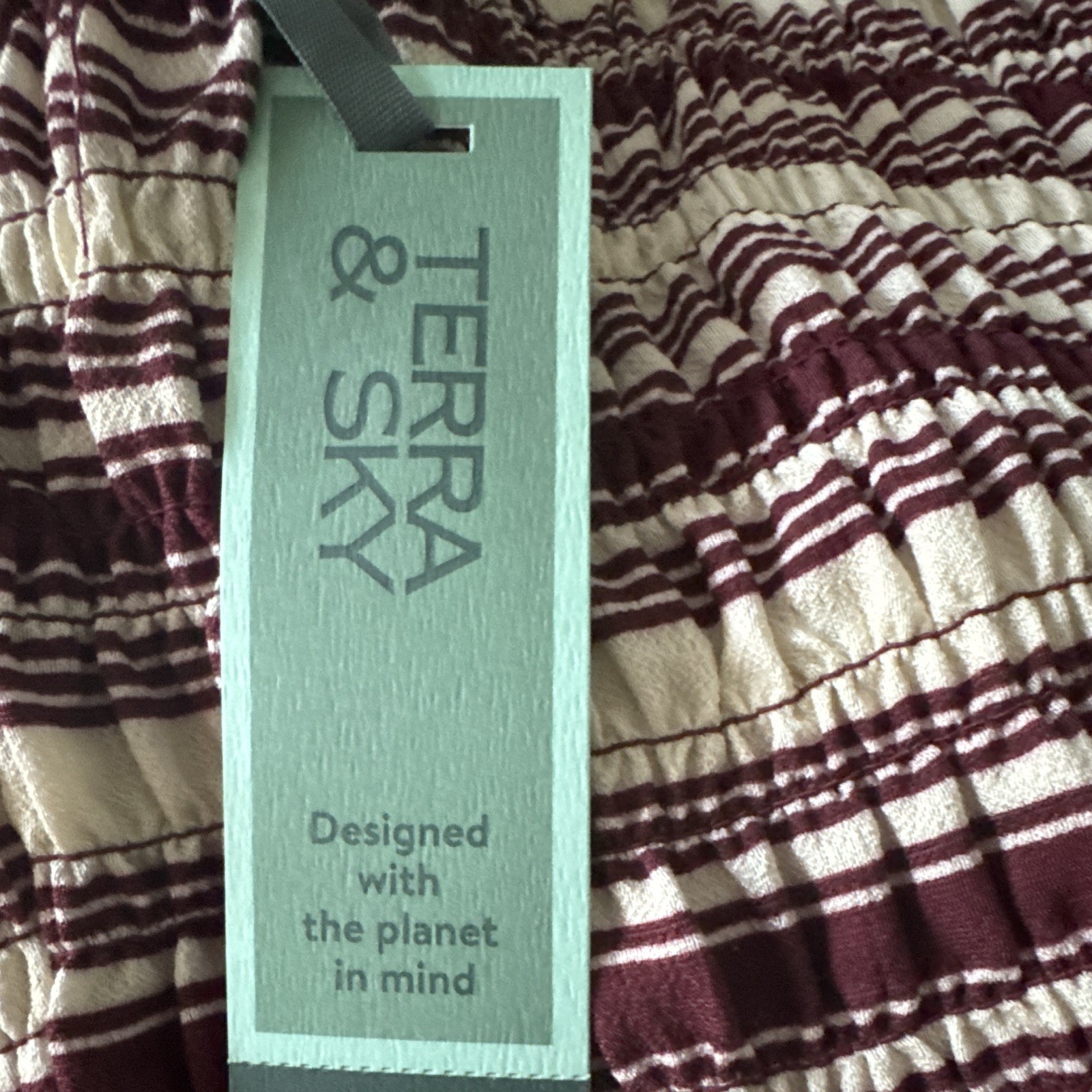 Terra & Sky 3X Plus Striped Square Neck Tiered Midi Dress Pockets Smocked