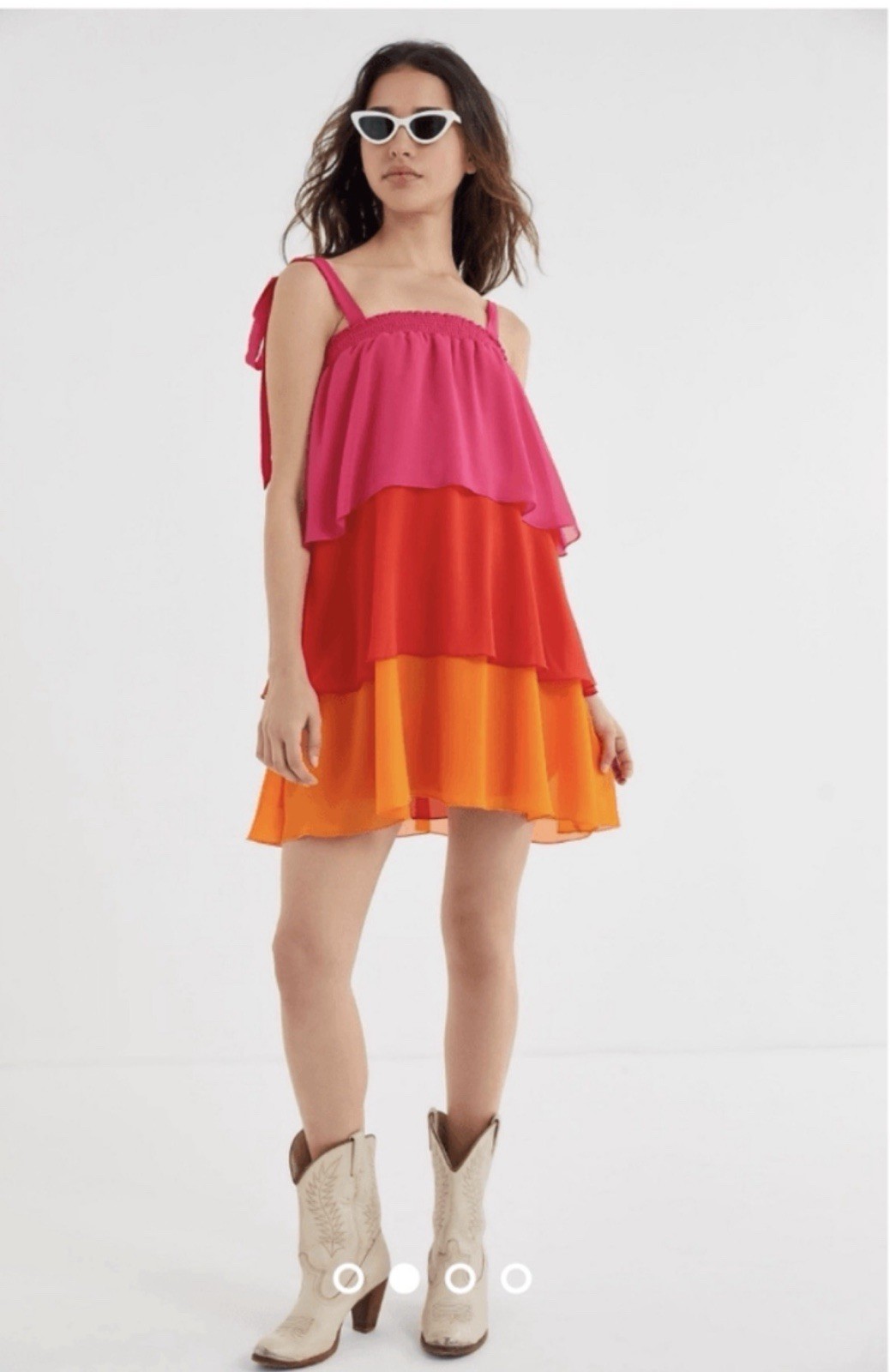 Show Me Your MuMu Gabriela Tiered Ruffle Mini Dress Small Rainbow Festival HH10
