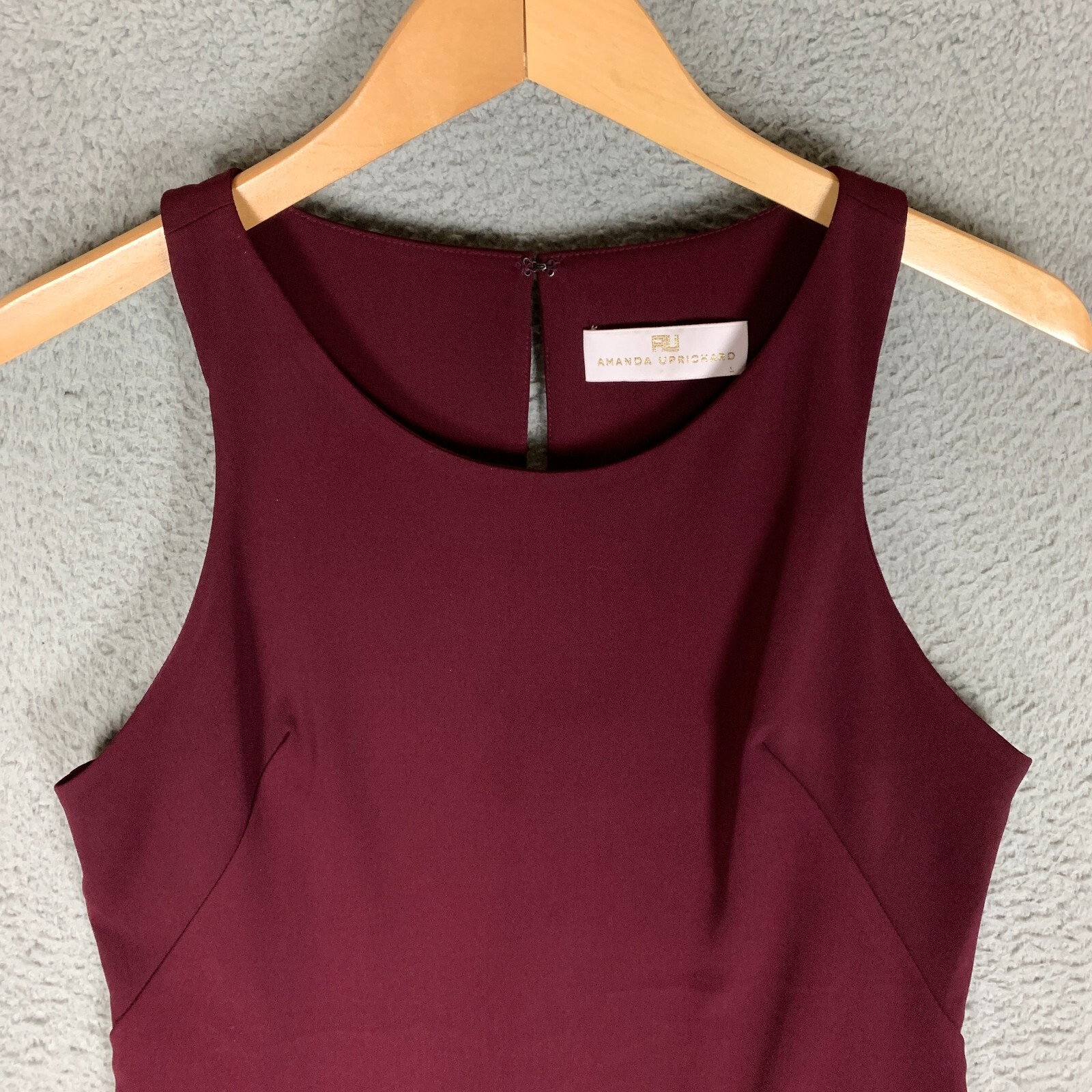 Amanda Uprichard Shift Dress Size Large L Burgundy Sleeveless Racerback Pockets