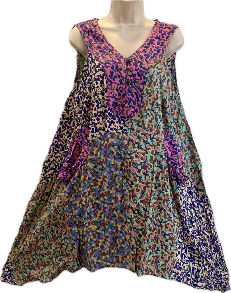 Sacred Threads Hippie Boho Gypsy Festival Patchwork Big Pocket Dress 224233 L/XL