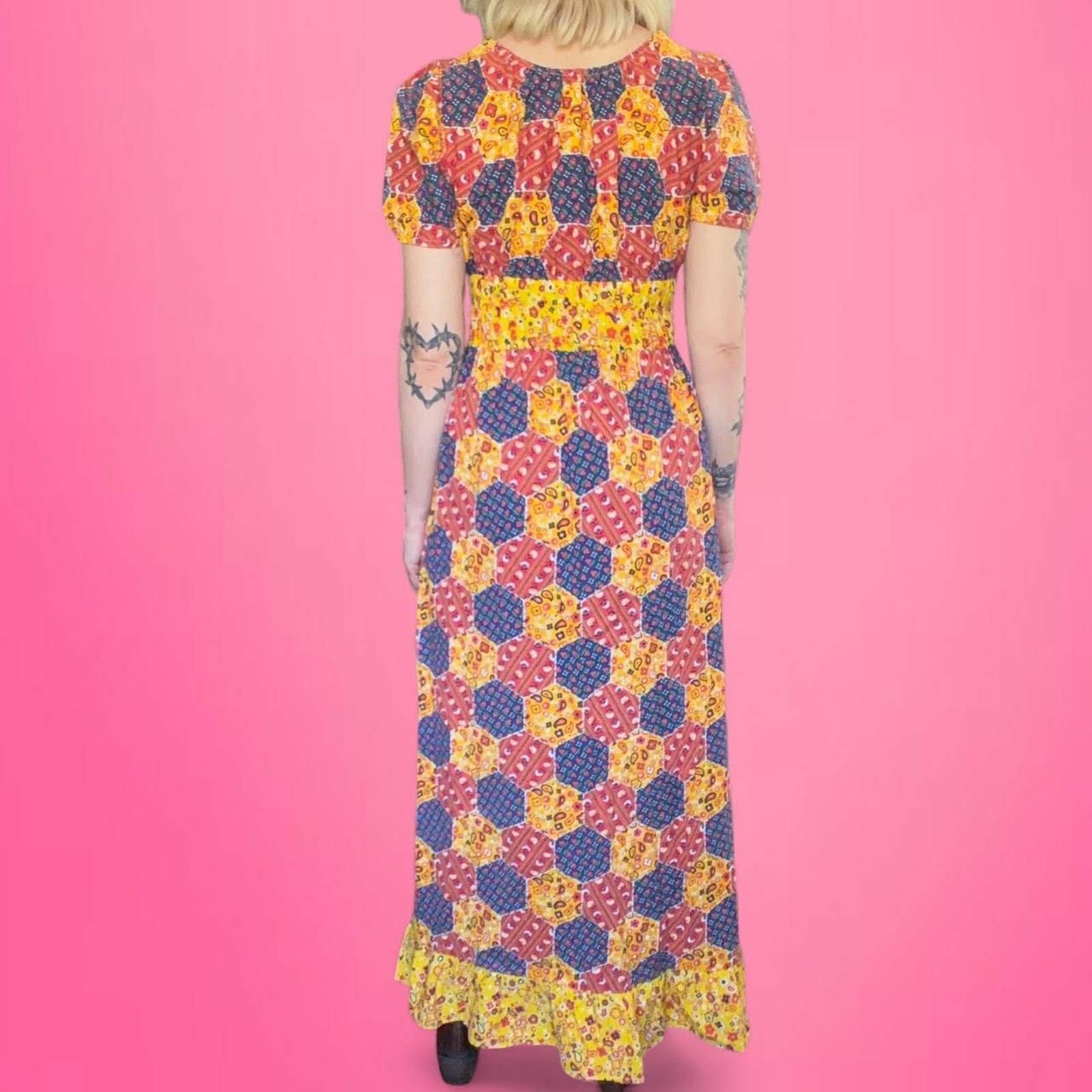vintage 70s patchwork maxi dress RARE