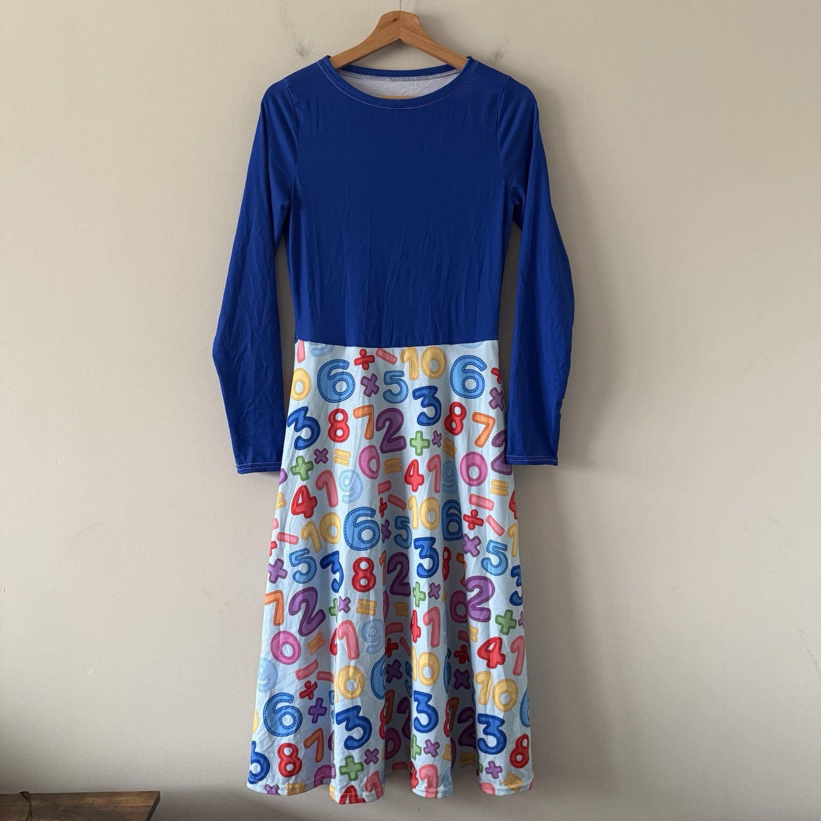 Math Teacher Numbers Womens Dress Size M Long Sleeve Academia Modest Elementary